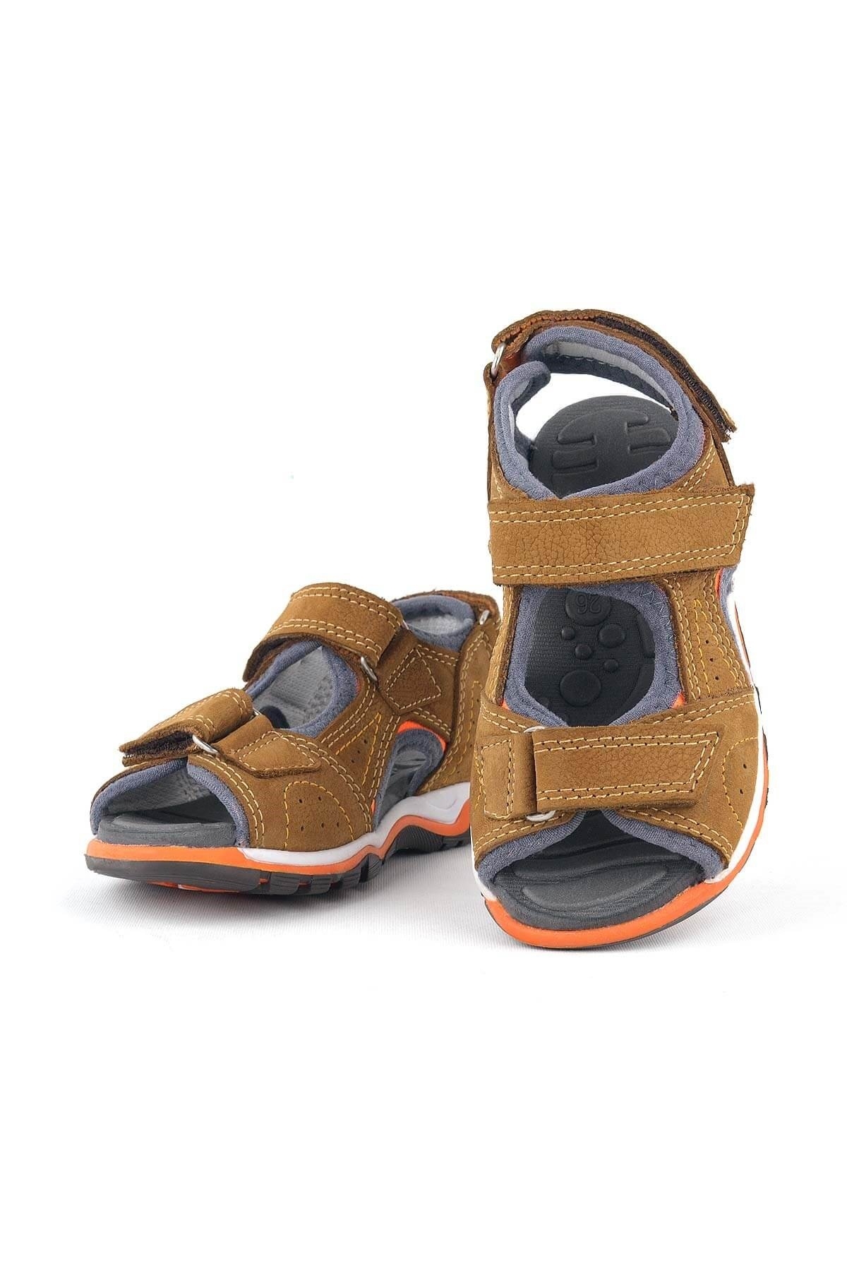 Hakiki Deri Taba Turuncu Erkek Çocuk Sandalet - Görsel 7