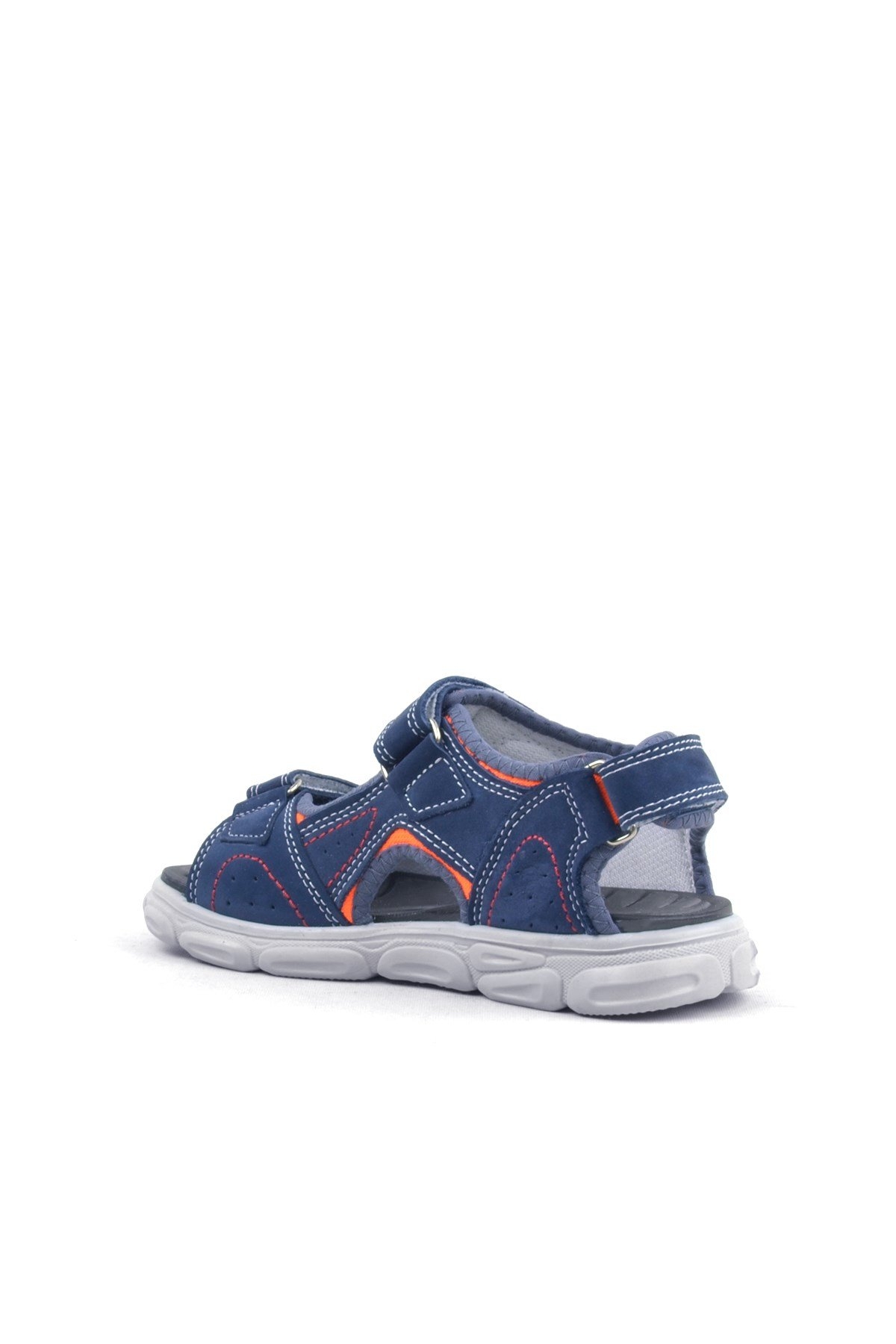 Hakiki Deri Lacivert Cırtlı Çocuk Sandalet - Görsel 4