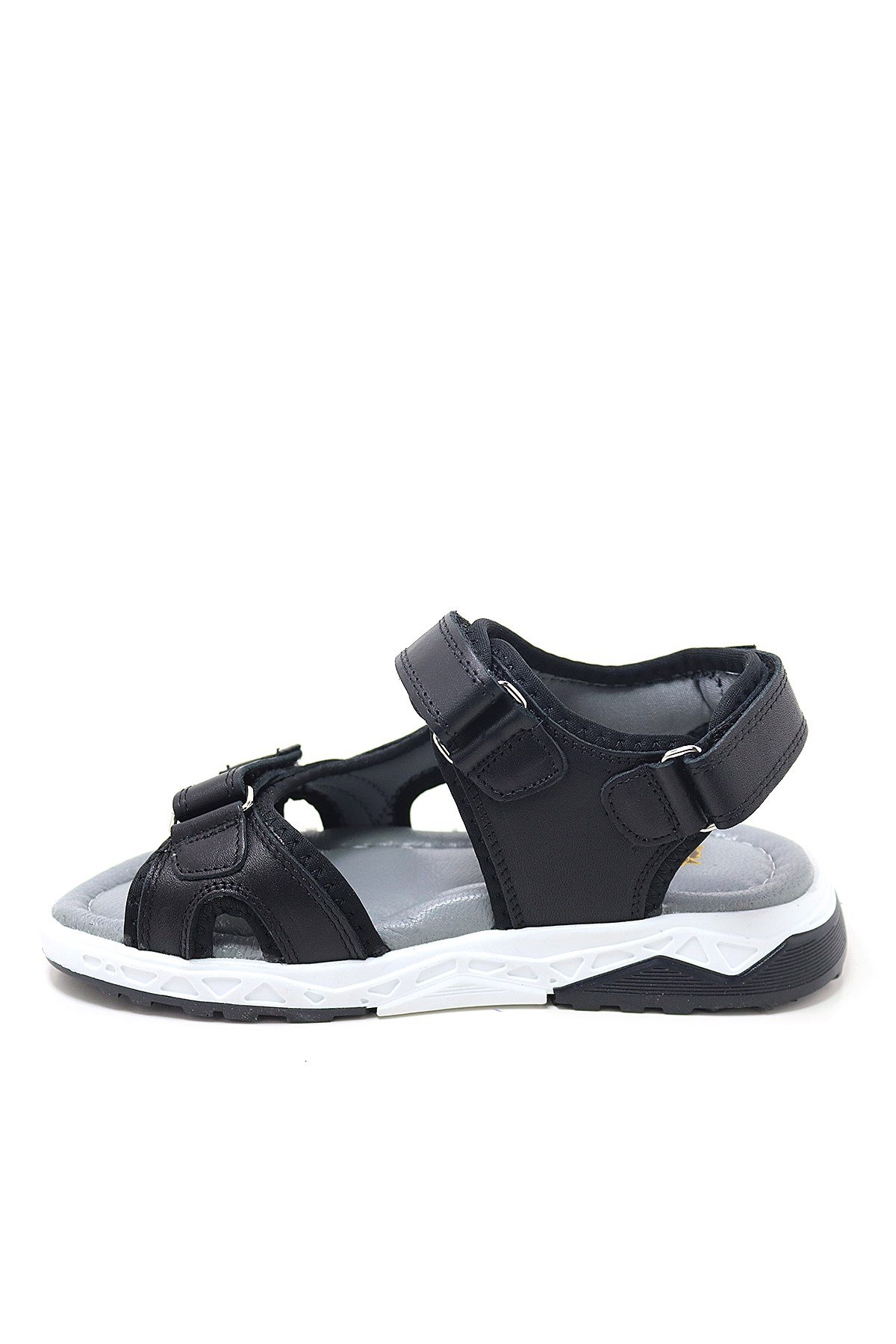 Hakiki Deri Siyah Konfor Tabanlı Cırtlı Çocuk Sandalet - Görsel 3