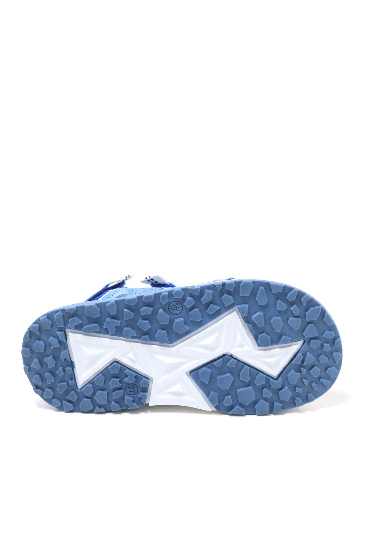 Hakiki Deri Mavi Gri Konfor Tabanlı Cırtlı Çocuk Sandalet - Görsel 8