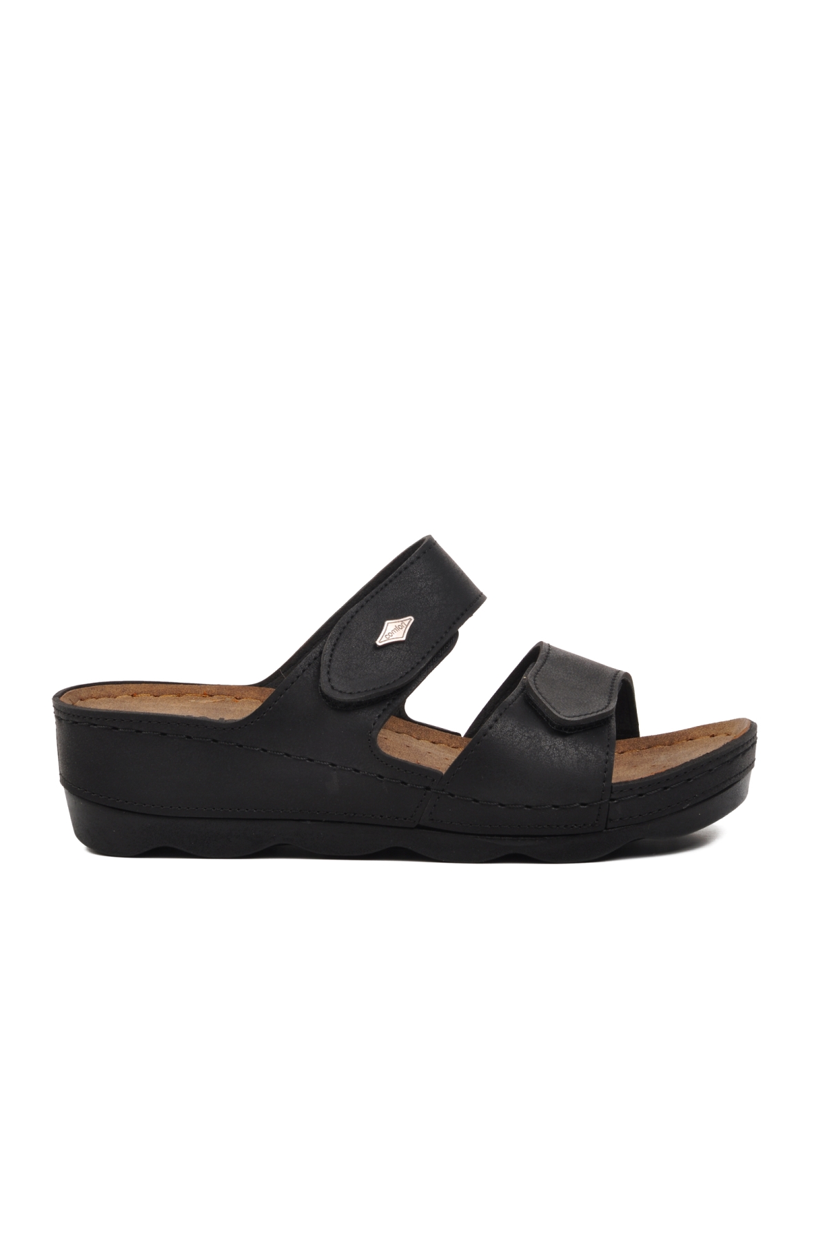 37-976 Siyah Kadın Çift Bantlı Terlik - Görsel 2