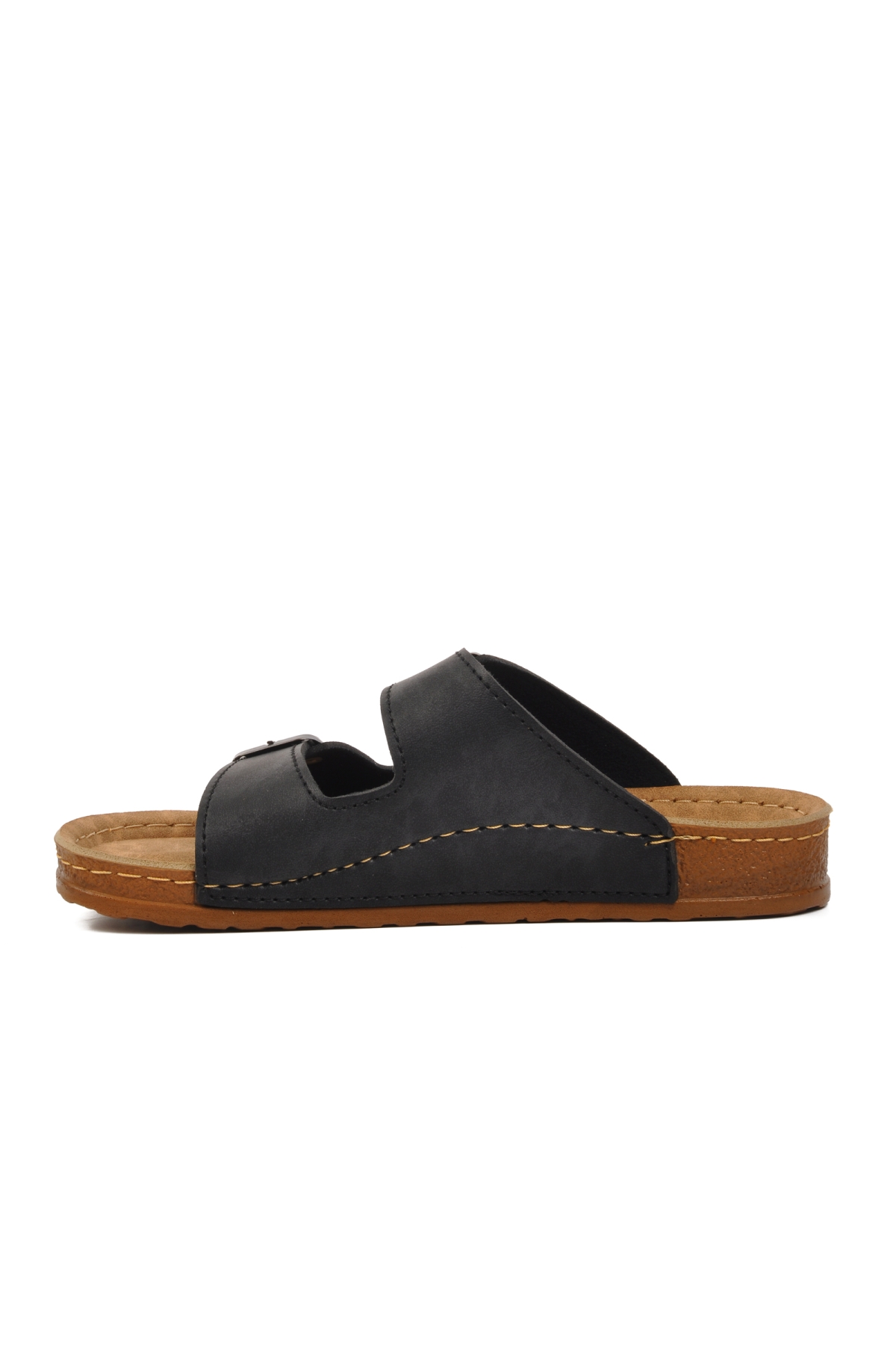 20-972 Siyah Kadın Çift Bantlı Terlik - Görsel 3