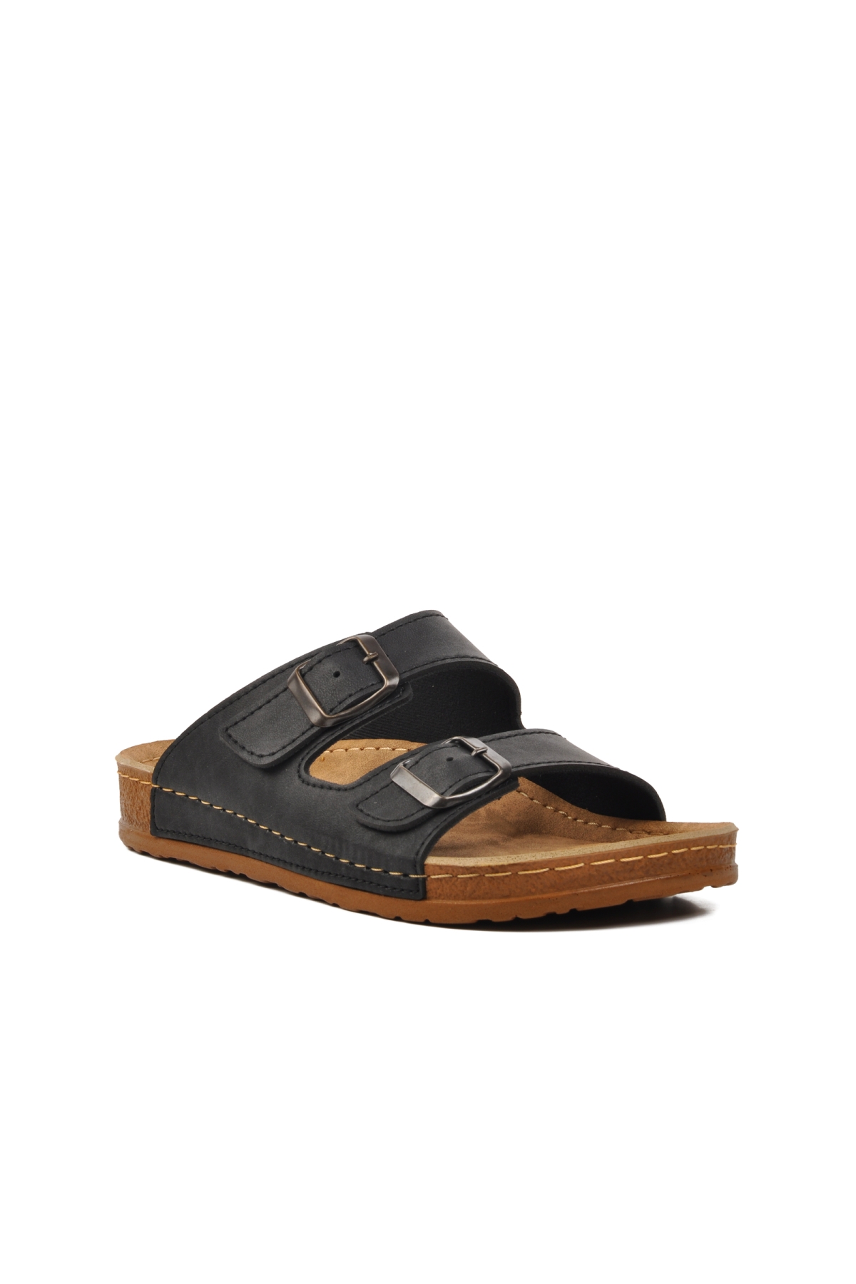 20-972 Siyah Kadın Çift Bantlı Terlik - Görsel 4