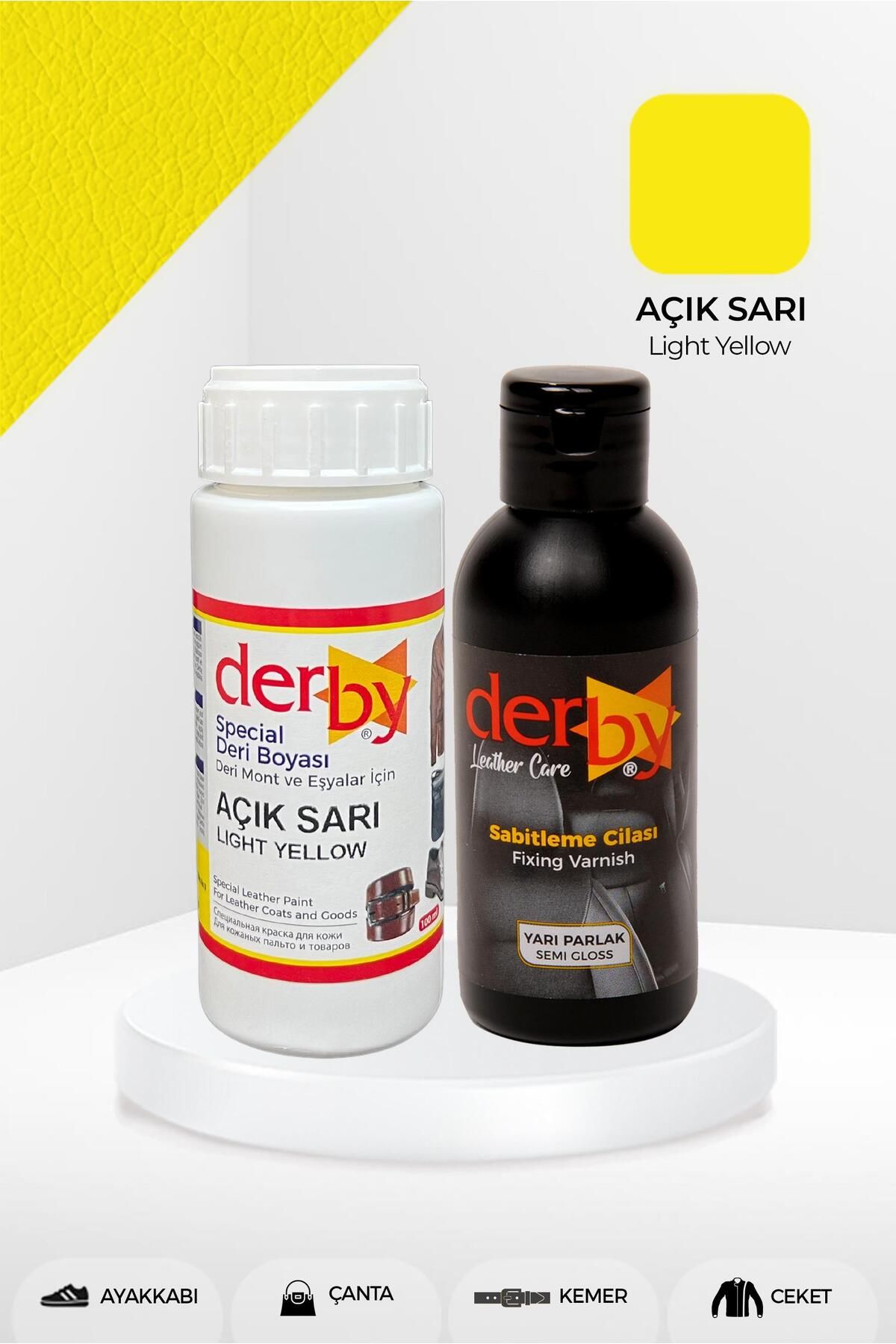 Special Deri Boyası Ve Cilası 100 ml - 2'li Set / Ayakkabı Mont Eşya Çanta Deri Boyası - Açık Sarı