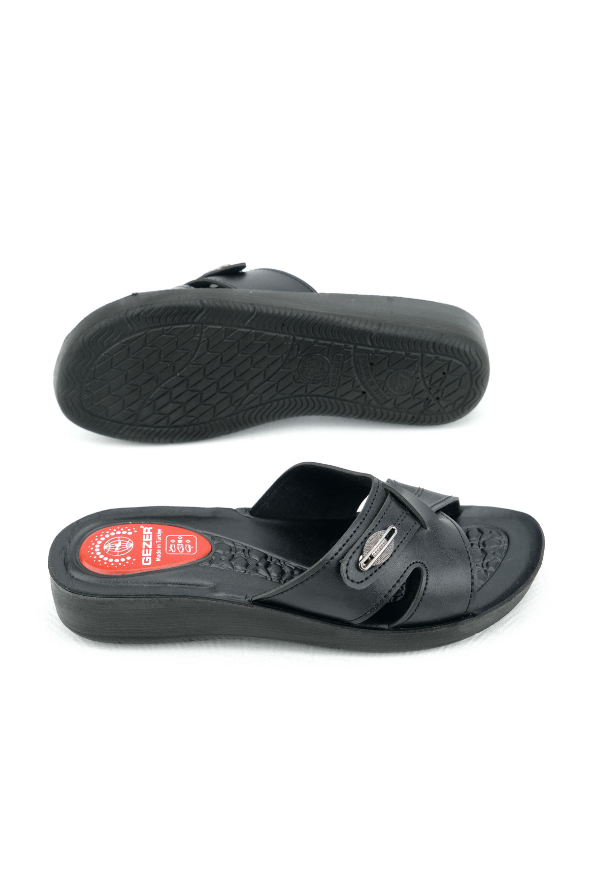 Gezer Gezer Siyah Kadın Yazlık Suni Deri Rahat Taban Günlük Terlik Sandalet & Terlik | Flo Siyah - 6. görsel