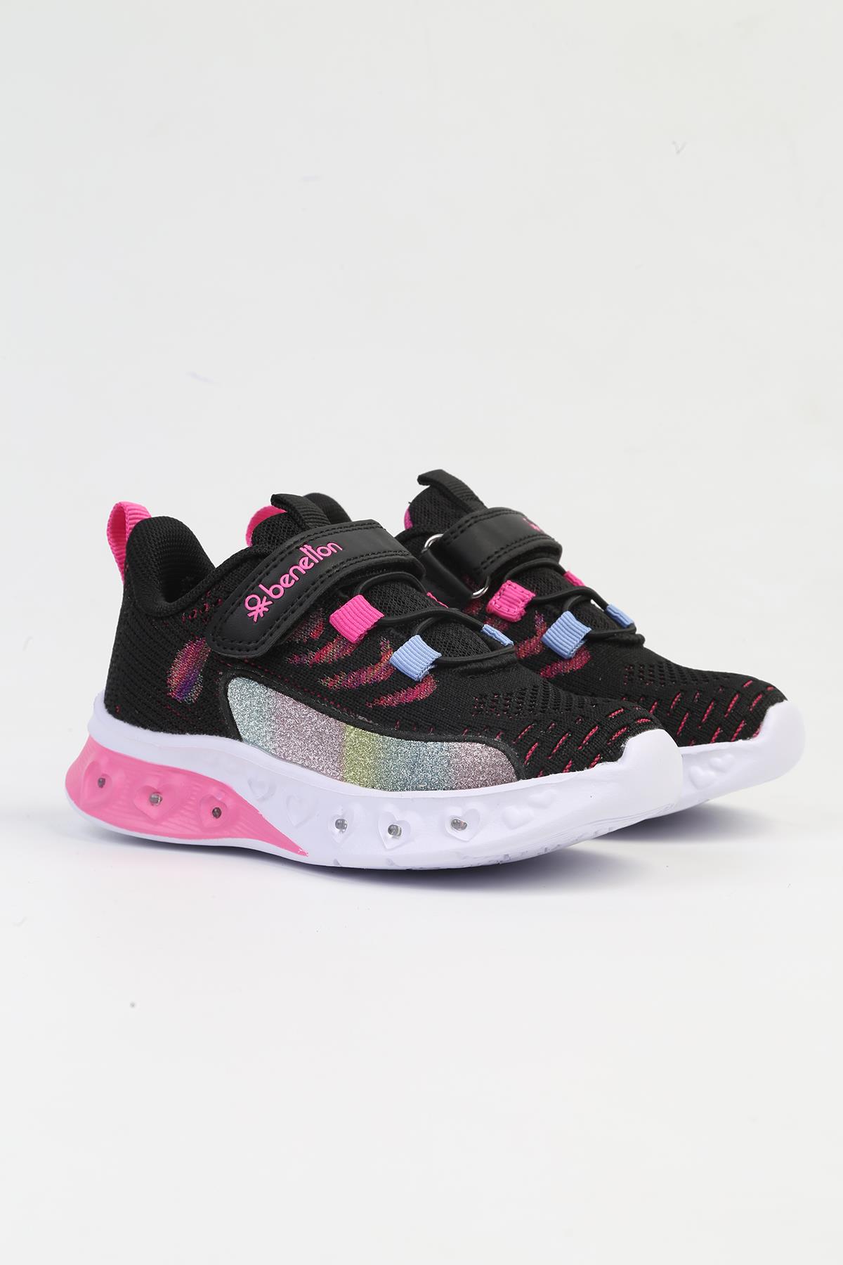® İTHAL Siyah Beyaz Işıklı Çocuk Spor Ayakkabı BNI-10124 - Görsel 3