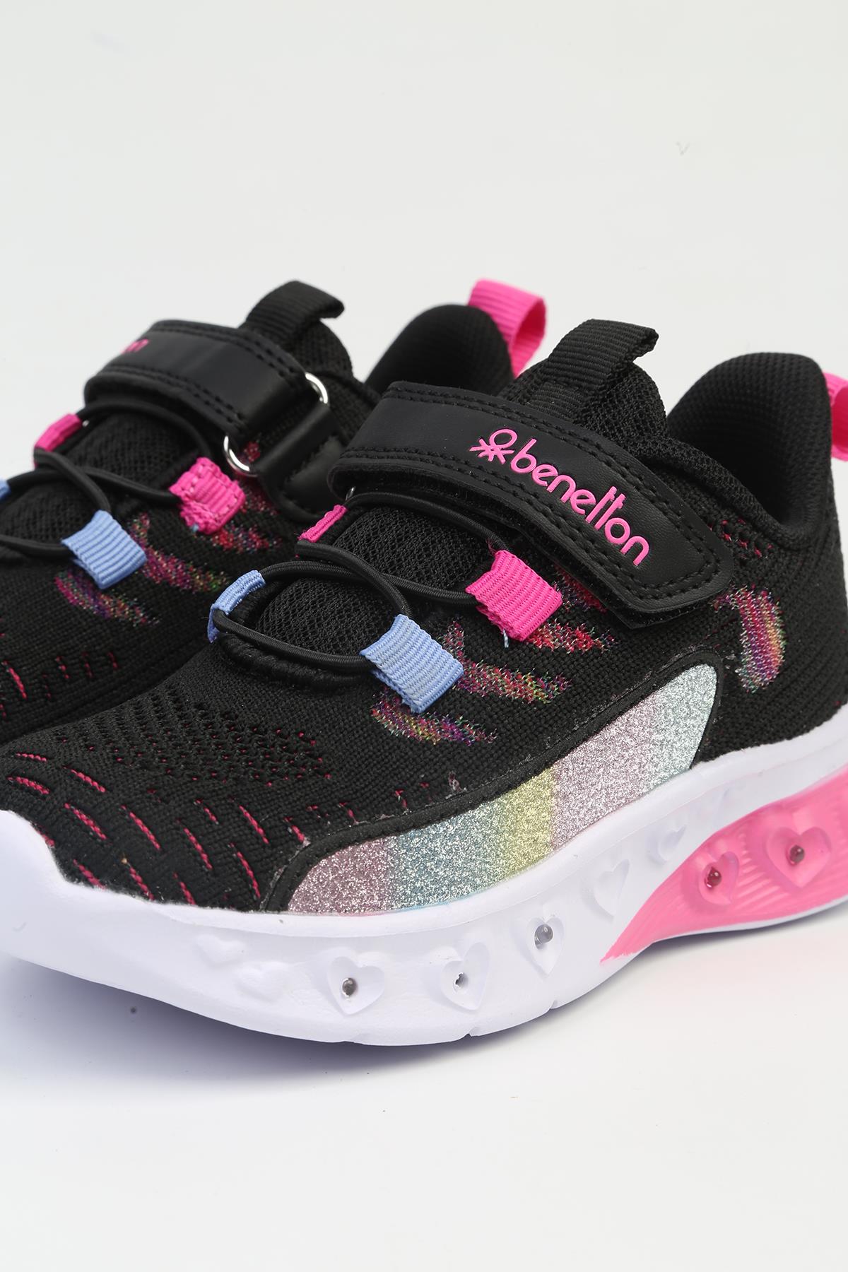 ® İTHAL Siyah Beyaz Işıklı Çocuk Spor Ayakkabı BNI-10124 - Görsel 5