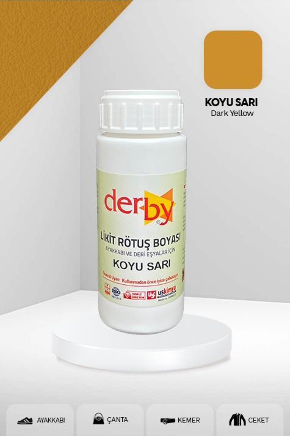 Deri Ayakkabı ve Eşyalar Için Örtücü Yoğun Rötuş Boyası 100 Ml - Koyu Sarı