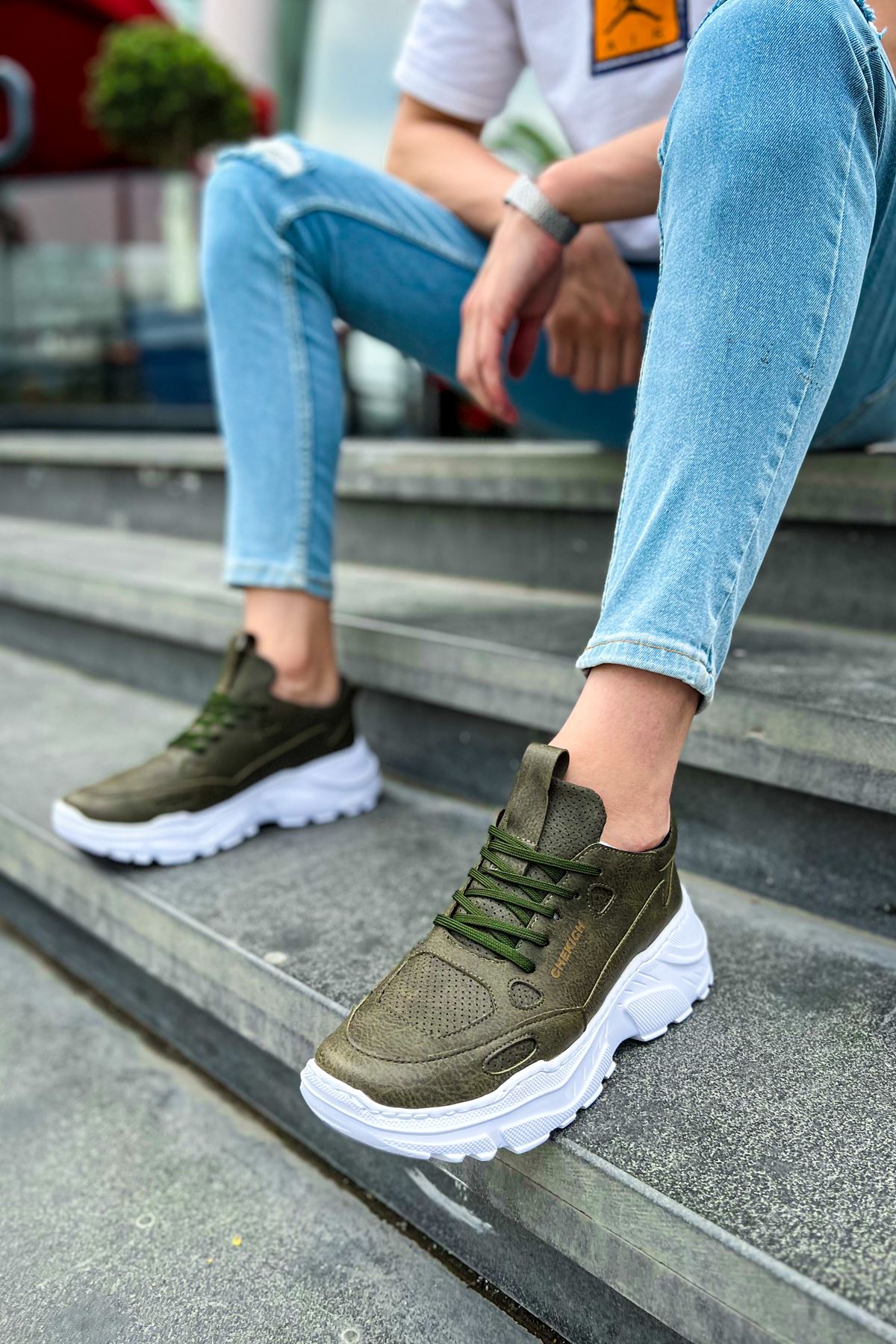 CH089 CBT Low Top Lace Up Erkek Ayakkabı HAKI - Görsel 5
