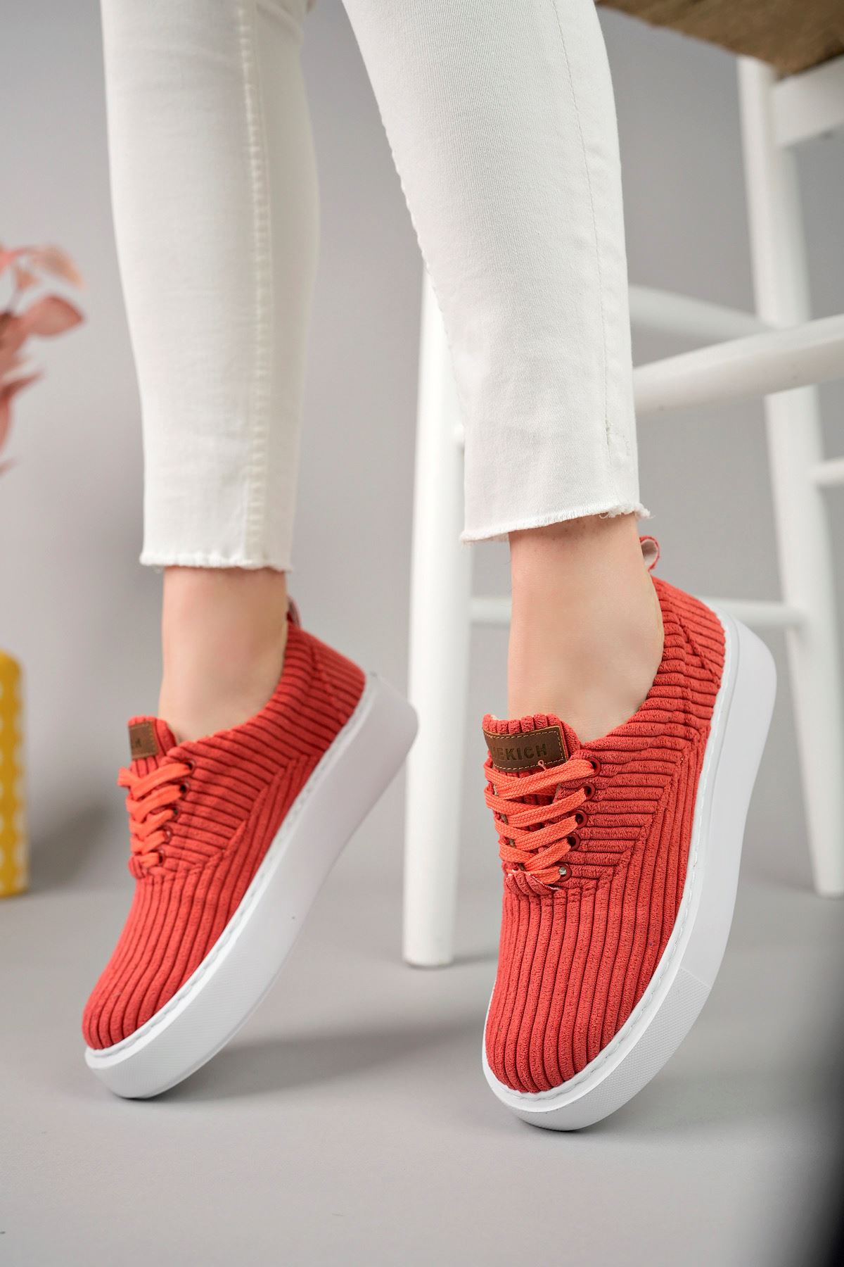 CH173 KBT Velluto Kadın Ayakkabı KIRMIZI - Görsel 3