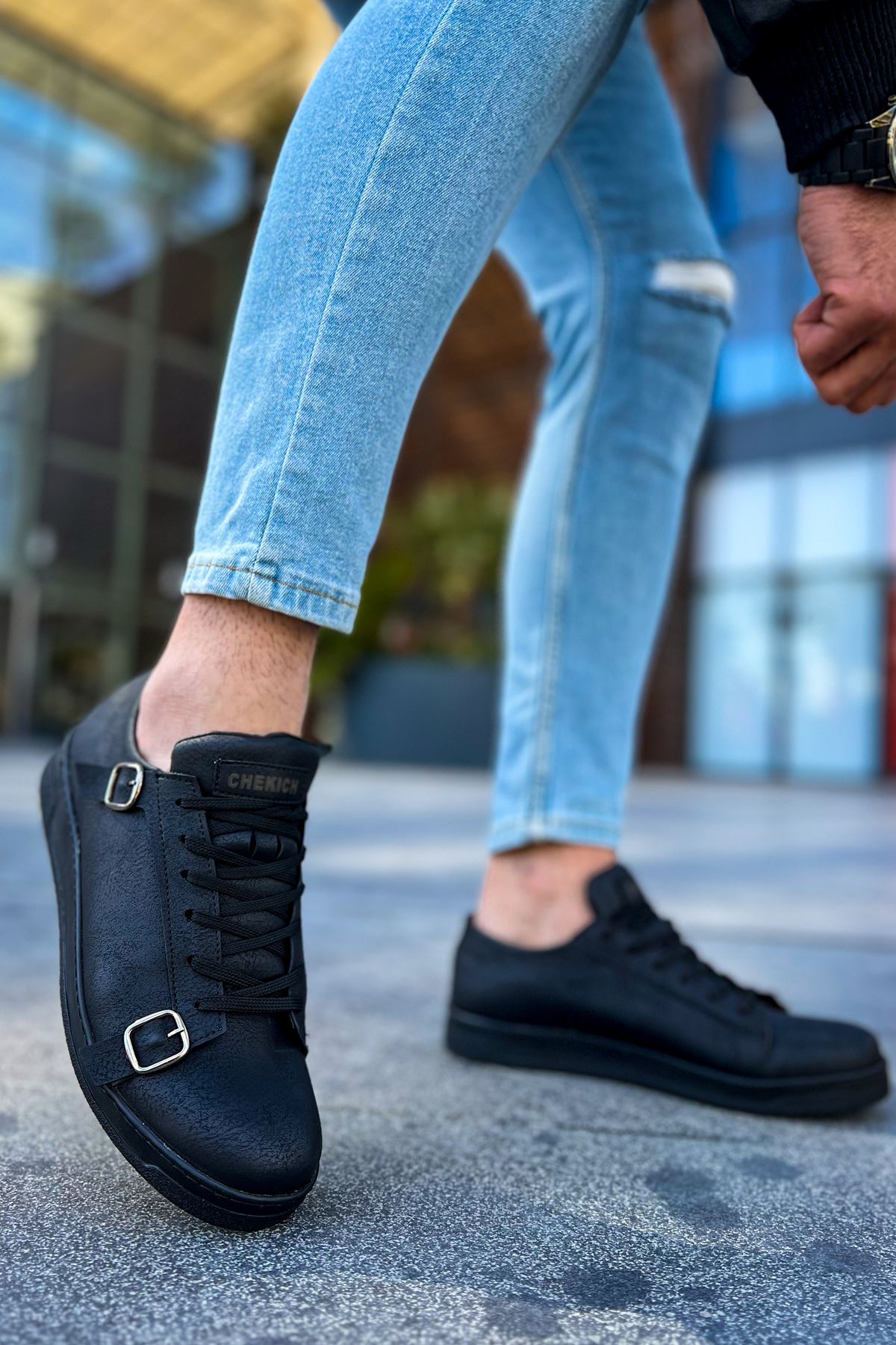 CH191 CST Side Buckle Erkek Ayakkabı SIYAH - Görsel 6