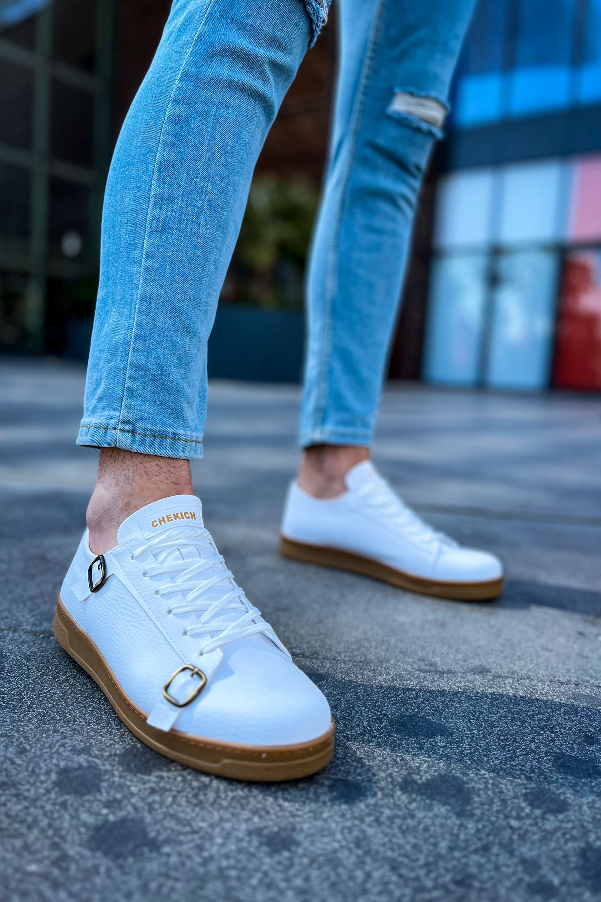 CH191 CKT Side Buckle Erkek Ayakkabı BEYAZ - Görsel 2
