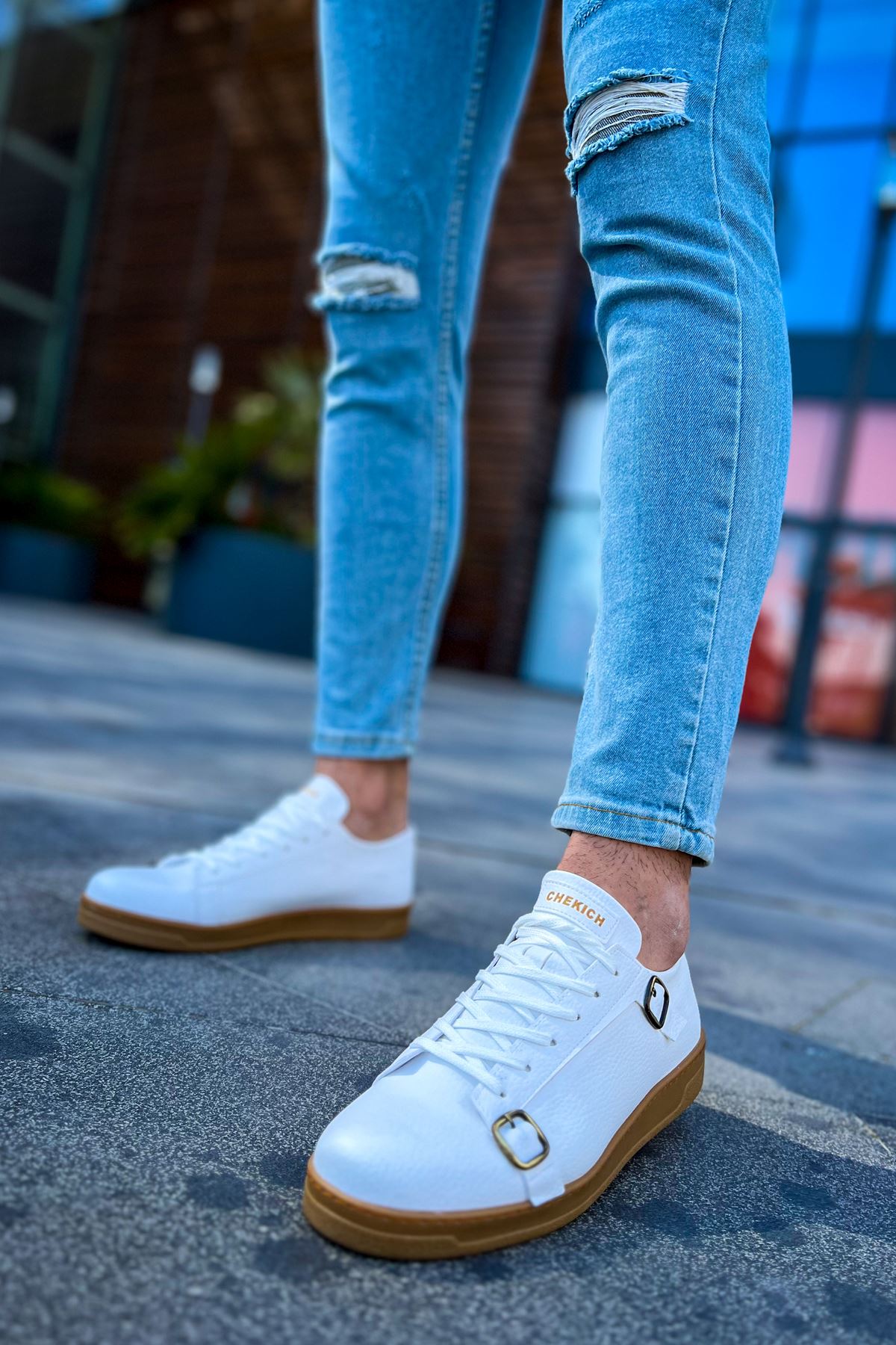 CH191 CKT Side Buckle Erkek Ayakkabı BEYAZ - Görsel 4