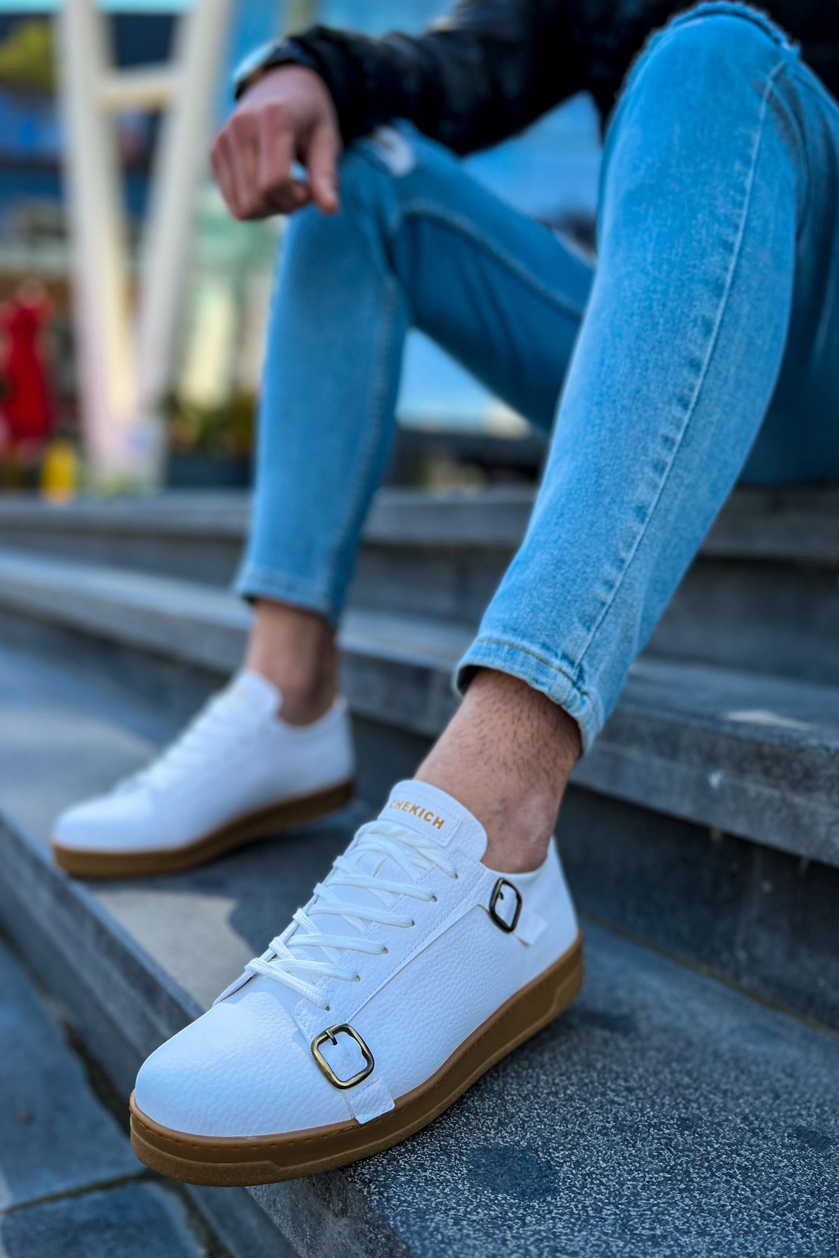 CH191 CKT Side Buckle Erkek Ayakkabı BEYAZ - Görsel 6