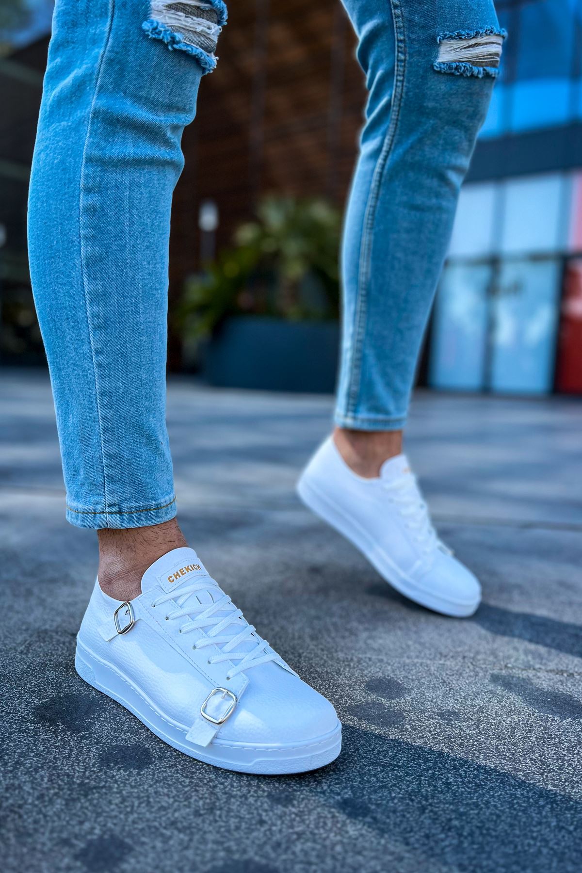 CH191 CBT Side Buckle Erkek Ayakkabı BEYAZ - Görsel 3