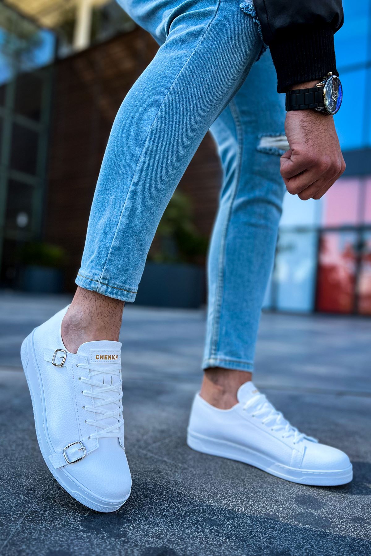 CH191 CBT Side Buckle Erkek Ayakkabı BEYAZ - Görsel 5