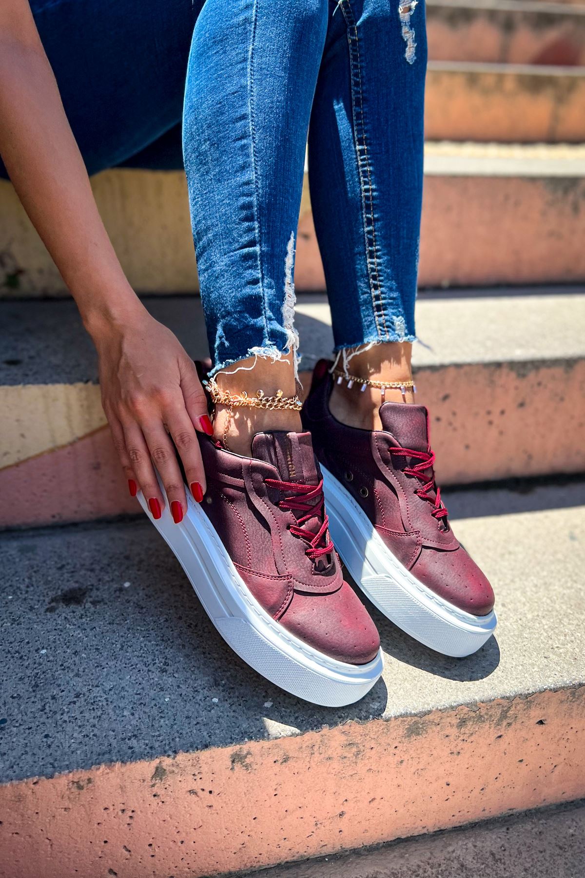 CH187 CBT Kadın Ayakkabı BORDO - Görsel 3