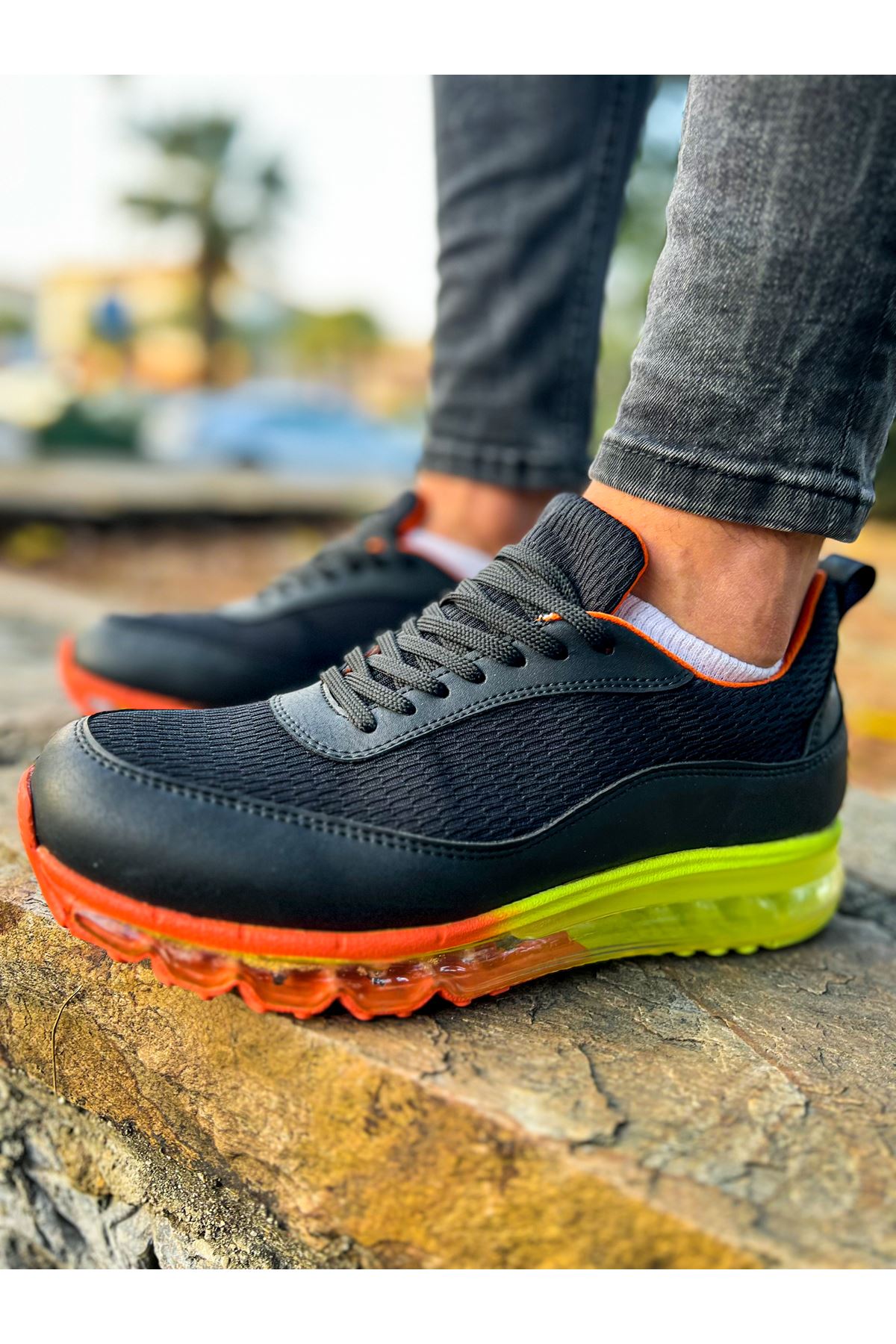 CH181 RRT İpekyol Erkek Ayakkabı SIYAH - TURUNCU - Görsel 2