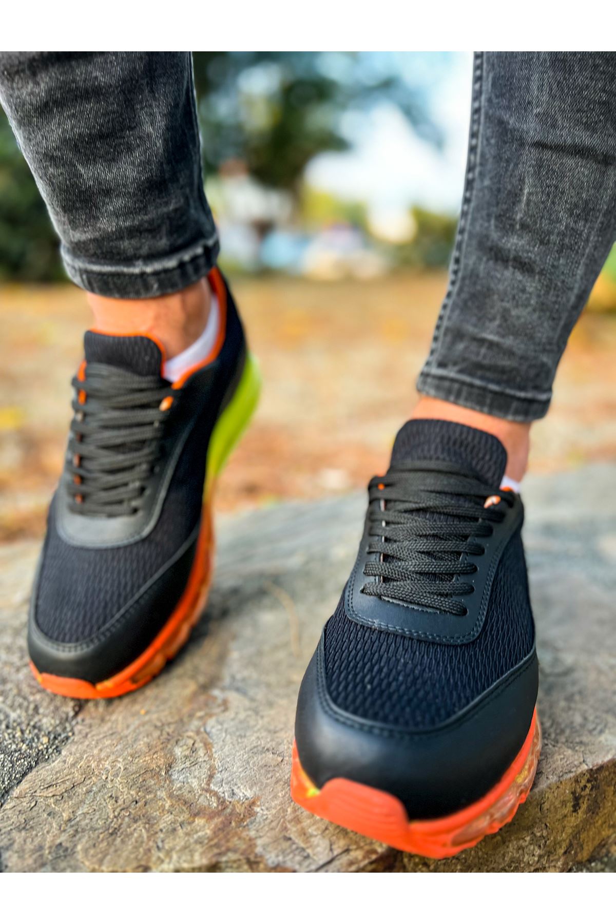 CH181 RRT İpekyol Erkek Ayakkabı SIYAH - TURUNCU - Görsel 4