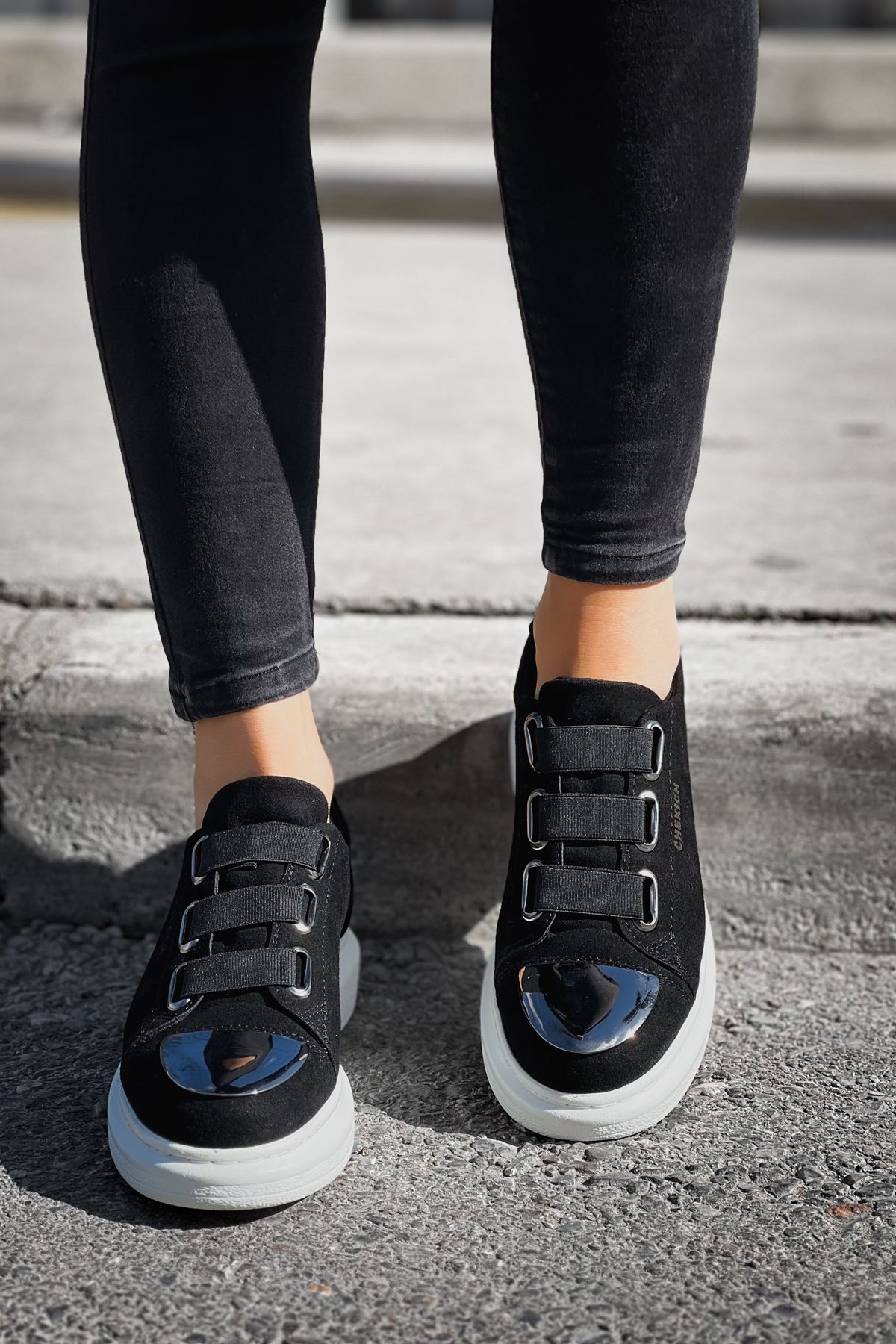 CH251 SBT Mirror Suede Kadın Ayakkabı SIYAH - Görsel 3