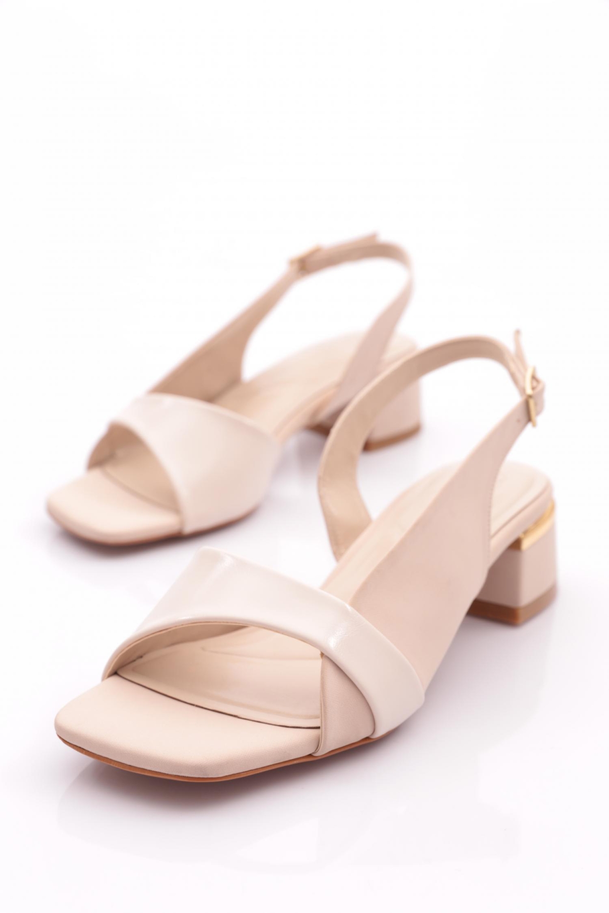 104 Kadin Şeritli Kisa Topuklu Ayakkabi - Görsel 5