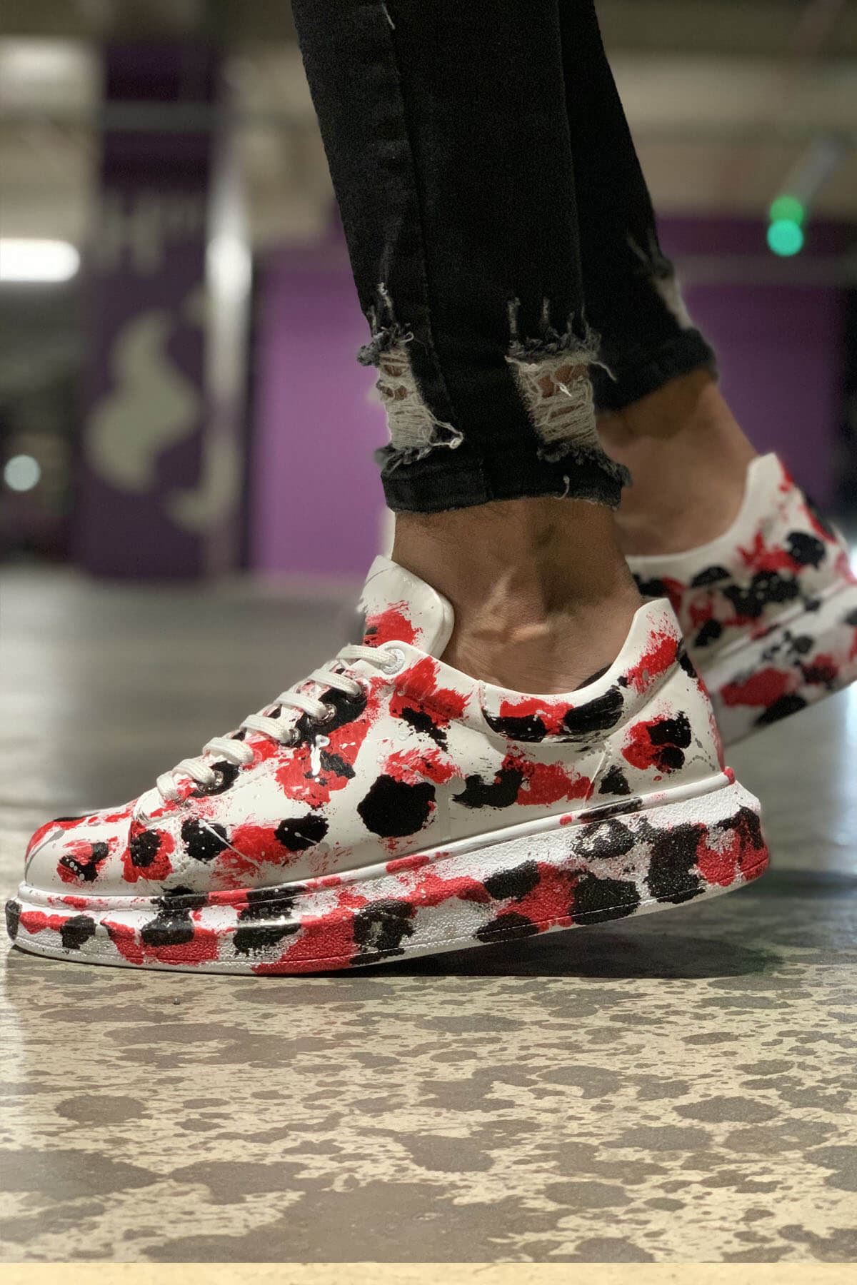 CH254 CBT Pittura Erkek Ayakkabı 409 KIRMIZI / SIYAH - Görsel 2