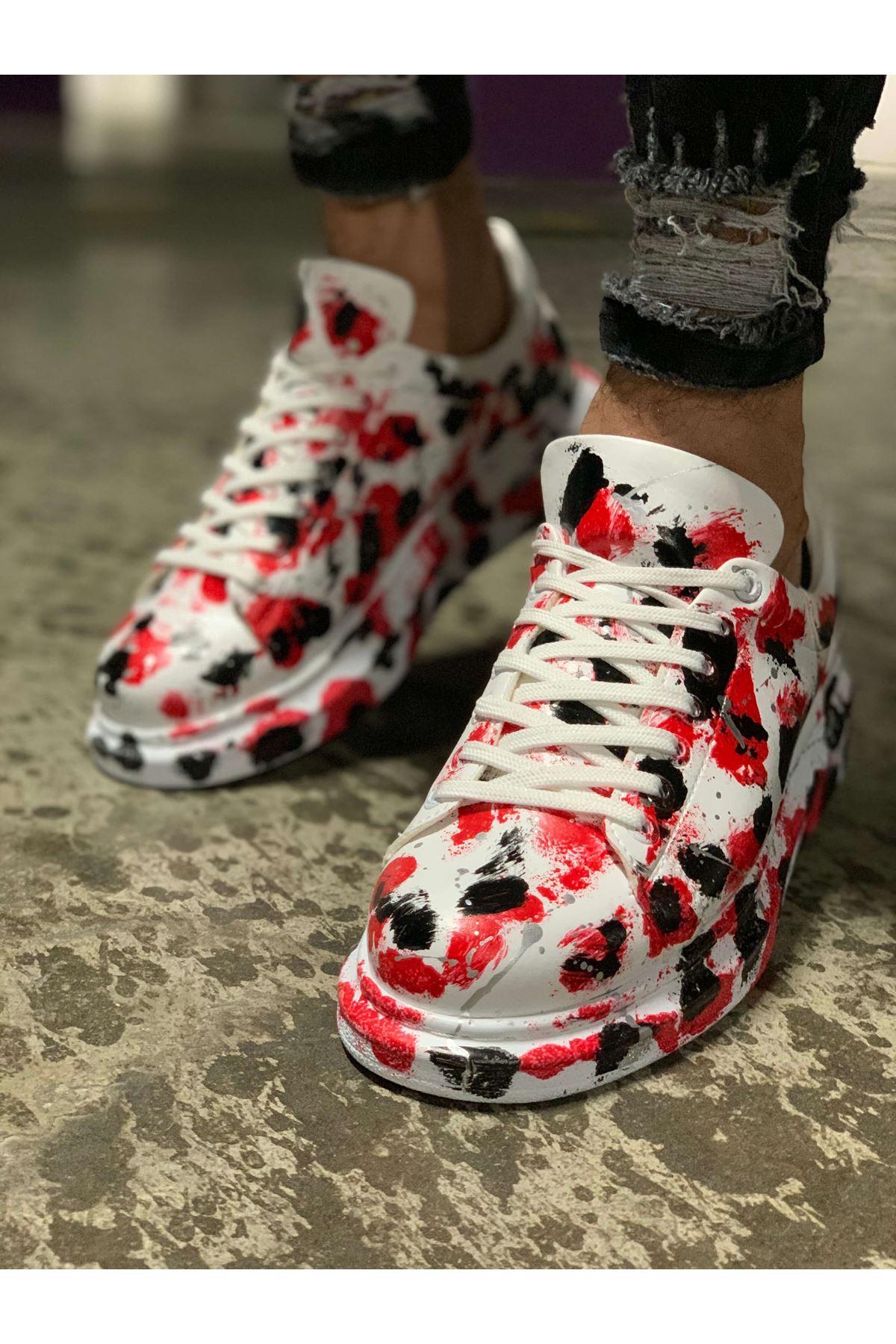 CH254 CBT Pittura Erkek Ayakkabı 409 KIRMIZI / SIYAH - Görsel 4