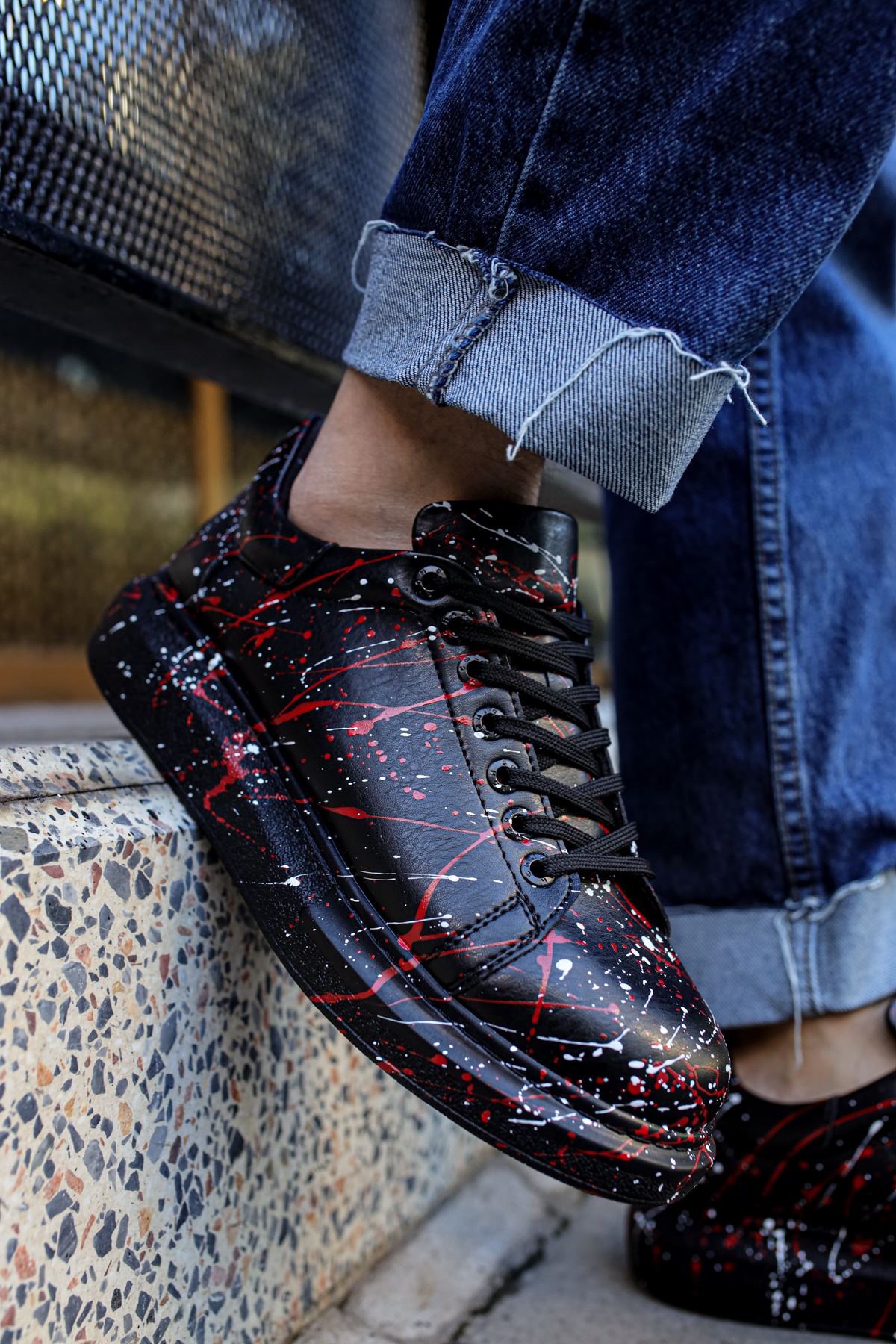 CH254 CST Pittura Erkek Ayakkabı 471 BEYAZ / KIRMIZI SPLUSH - Görsel 2