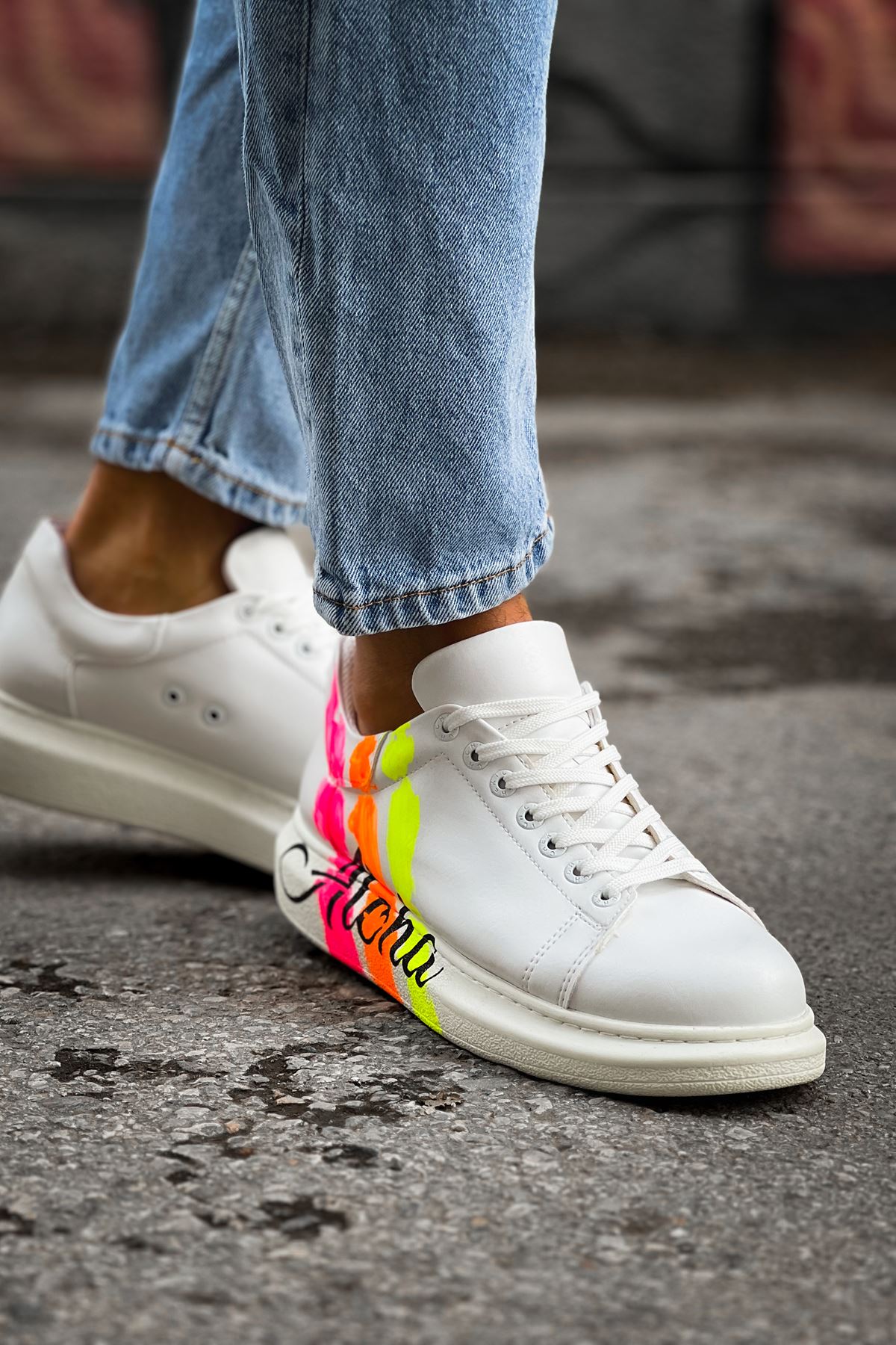 CH254 CBT Pittura Erkek Ayakkabı 501 ALOHA SARI PEMBE BEYAZ - Görsel 3