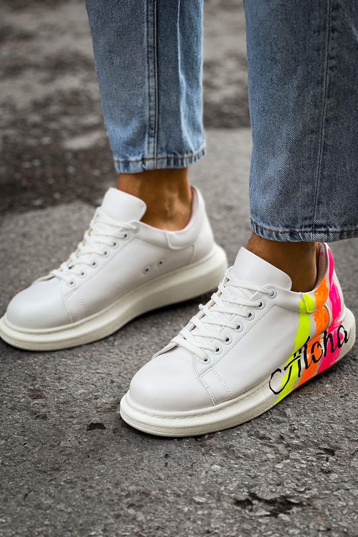 CH254 CBT Pittura Erkek Ayakkabı 501 ALOHA SARI PEMBE BEYAZ - Görsel 4