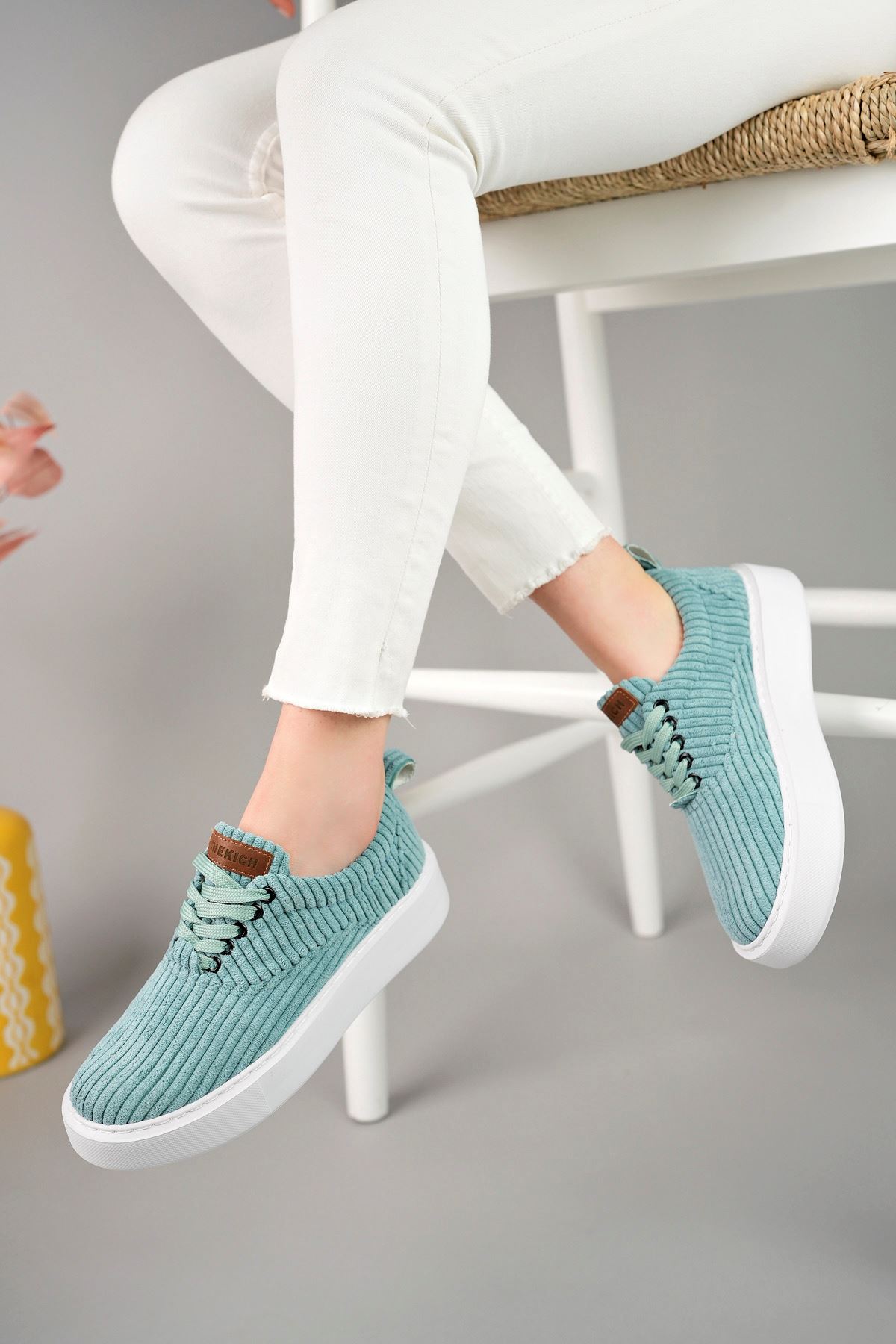 CH173 KBT Velluto Kadın Ayakkabı SU YESILI - Görsel 4