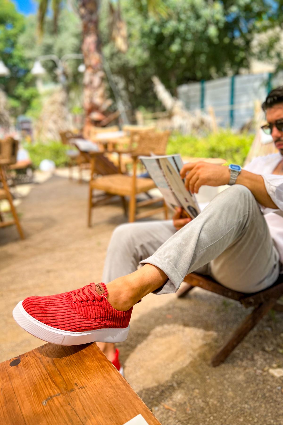 CH173 KBT Velluto Erkek Ayakkabı KIRMIZI - Görsel 5