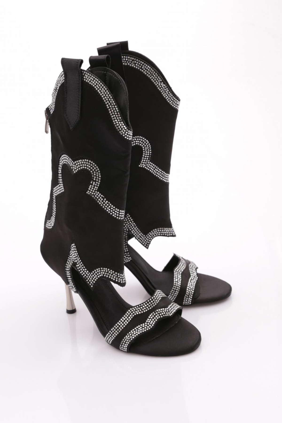 K2001 Kadin Kristal Taşli Topuklu Abiye Ayakkabi - Görsel 3