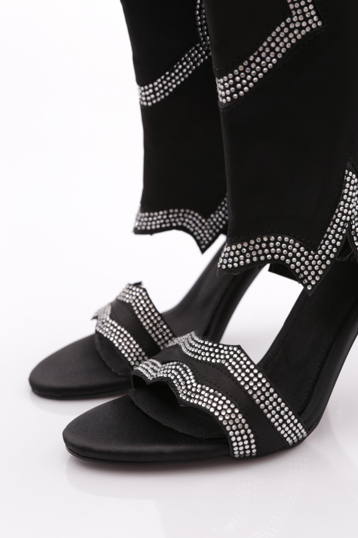 K2001 Kadin Kristal Taşli Topuklu Abiye Ayakkabi - Görsel 5