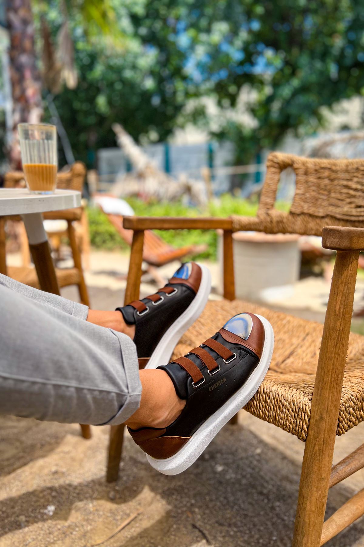 CH251 GBT Mirror Furry Erkek Ayakkabı SIYAH/TABA - Görsel 2