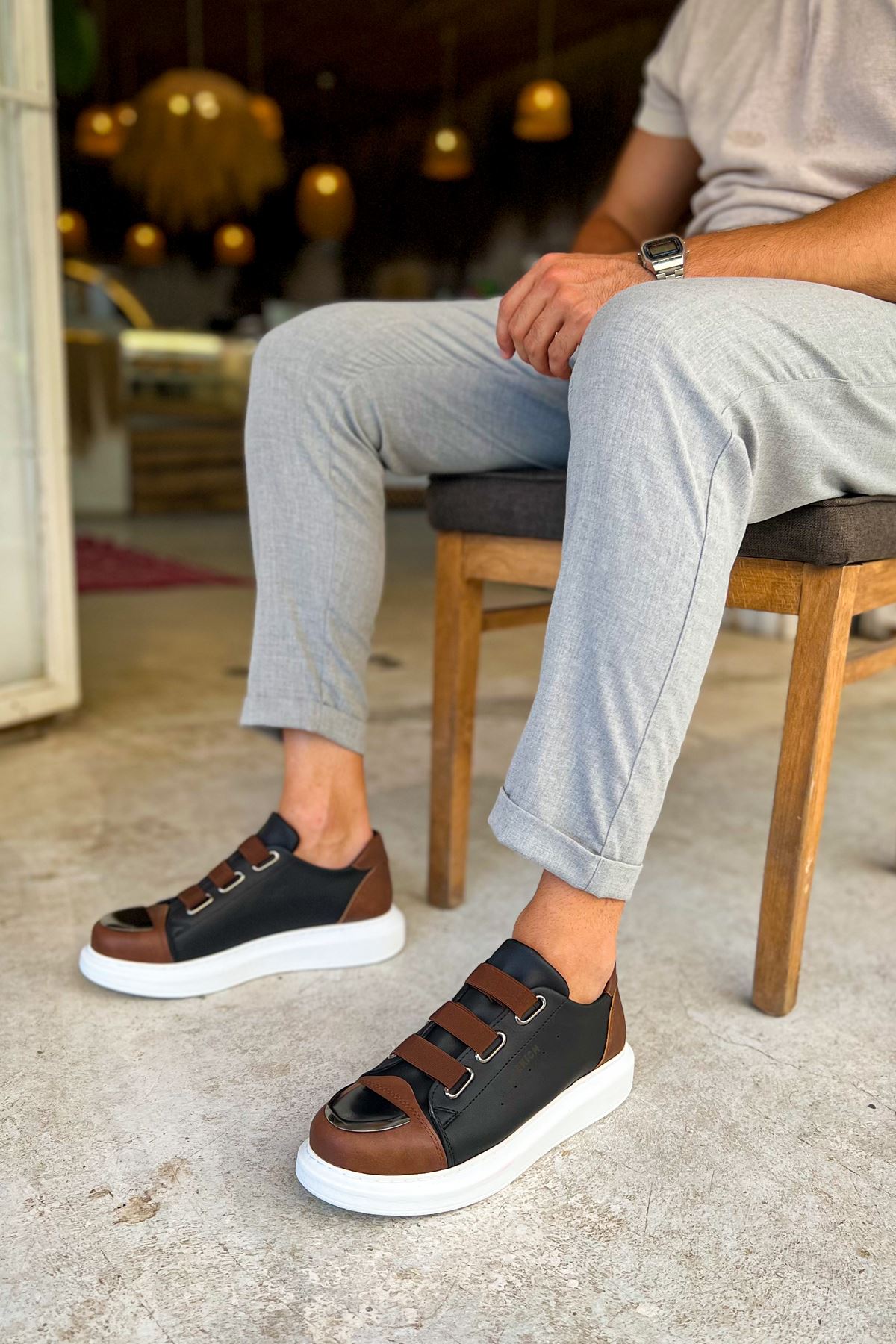 CH251 GBT Mirror Furry Erkek Ayakkabı SIYAH/TABA - Görsel 3