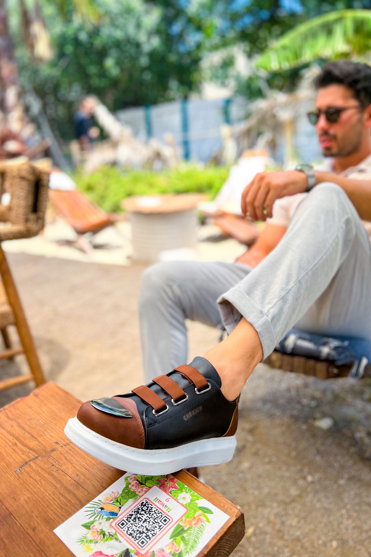 CH251 GBT Mirror Furry Erkek Ayakkabı SIYAH/TABA - Görsel 5