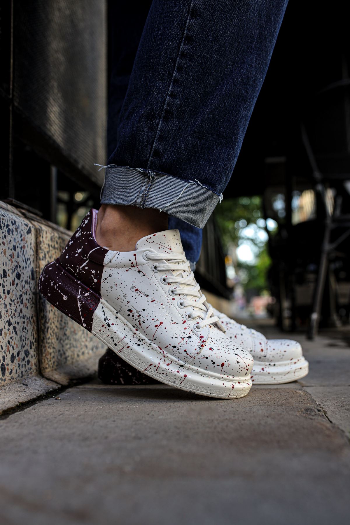 CH254 CBT Pittura Erkek Ayakkabı 517 KIRMIZI / SIYAH / KOYU MOR SPLUSH - Görsel 3