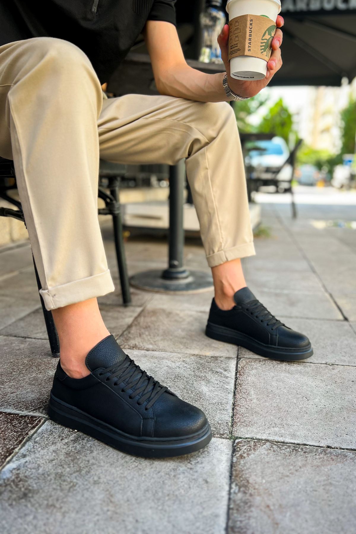 CH979 Santoni CRT Spor Erkek Ayakkabı SIYAH - Görsel 2