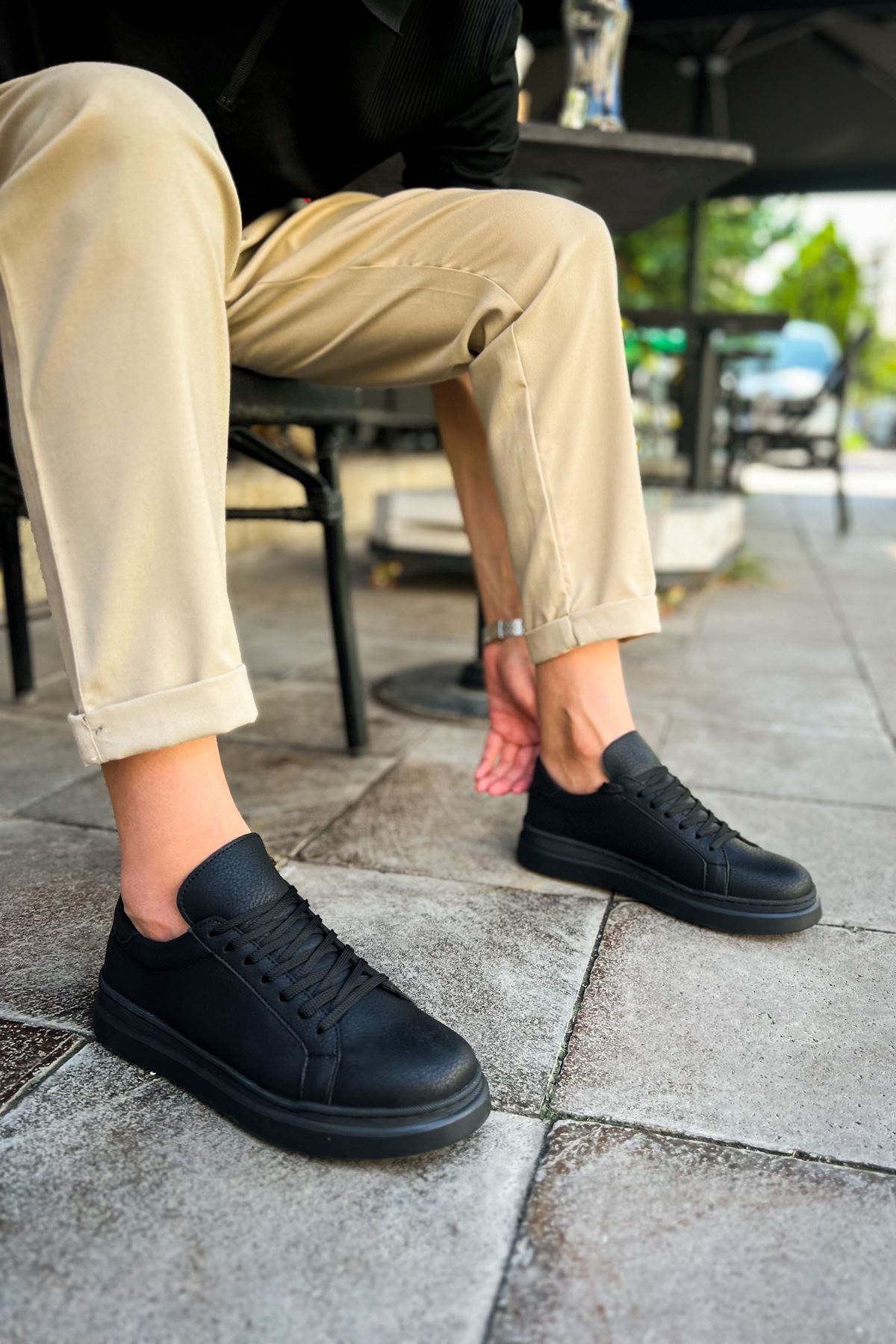 CH979 Santoni CRT Spor Erkek Ayakkabı SIYAH - Görsel 3