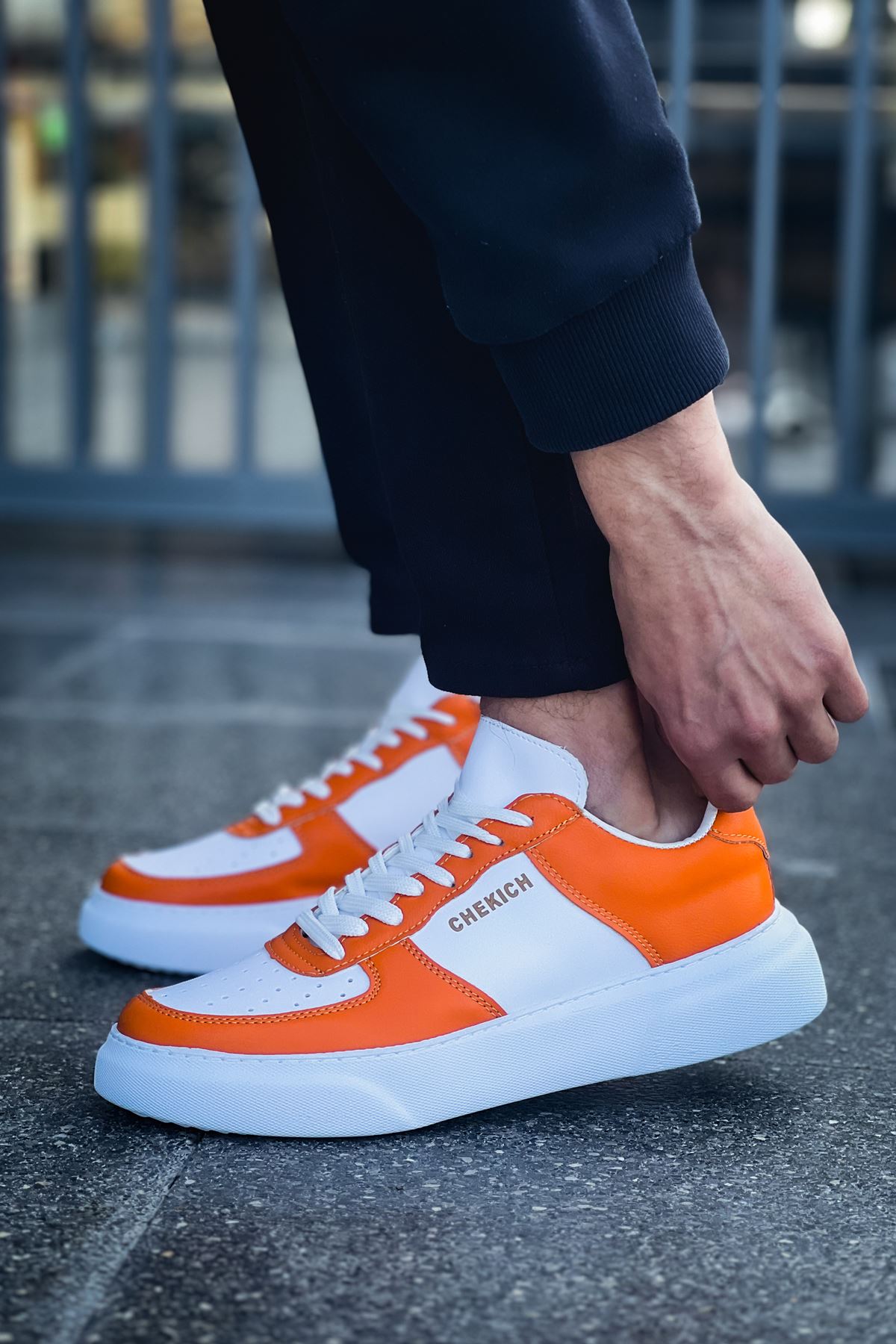 CH087 FBT Kenton Erkek Ayakkabı Beyaz/Turuncu - Görsel 2