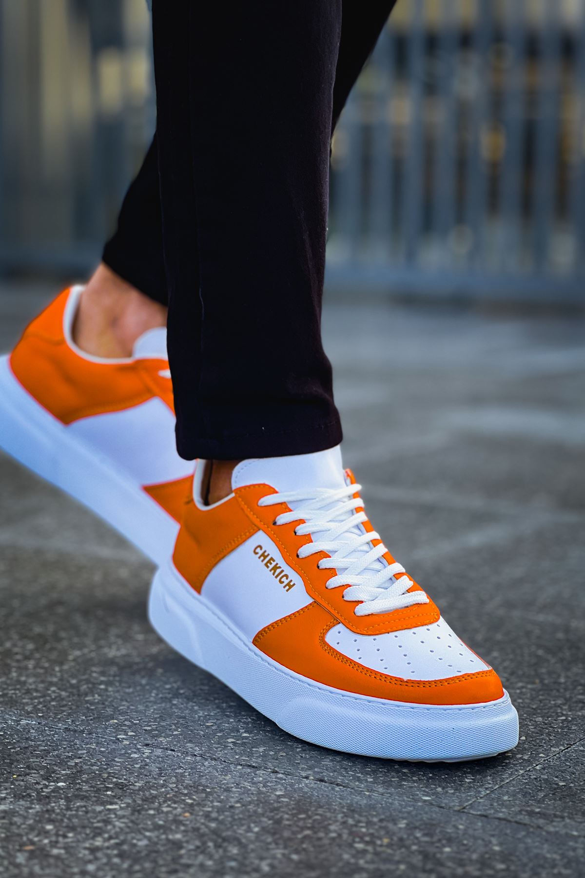 CH087 FBT Kenton Erkek Ayakkabı Beyaz/Turuncu - Görsel 3