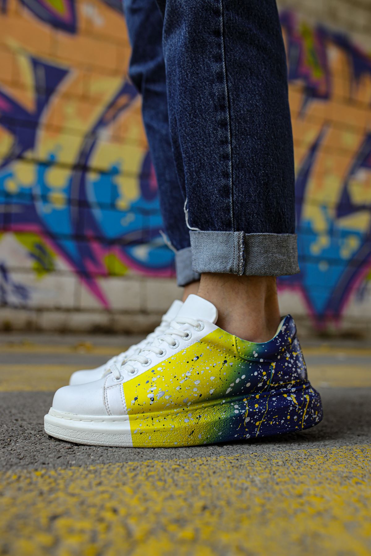 CH254 CBT Pittura Erkek Ayakkabı 408 P SARI / LACIVERT - Görsel 3