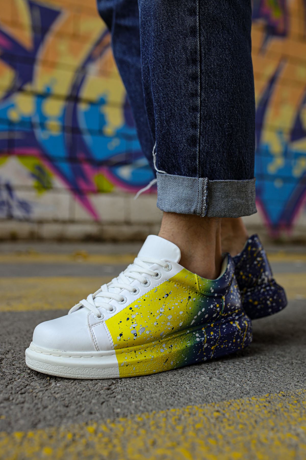 CH254 CBT Pittura Erkek Ayakkabı 408 P SARI / LACIVERT - Görsel 4