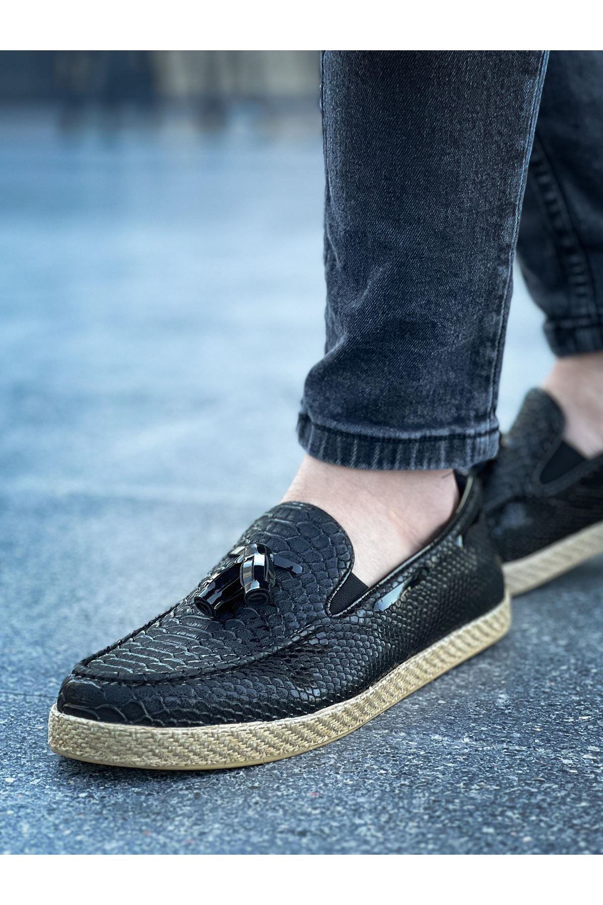 CH141 HT Croco Erkek Ayakkabı SIYAH - Görsel 4