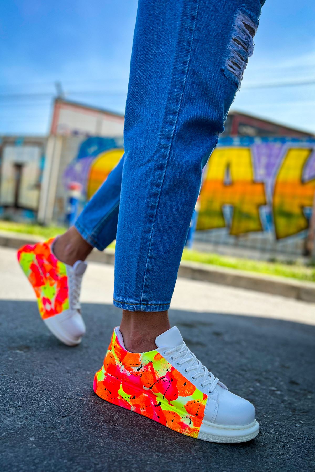 CH254 CBT Pittura Erkek Ayakkabı 535 NEON TURUNCU / SIYAH YAĞMUR - Görsel 5