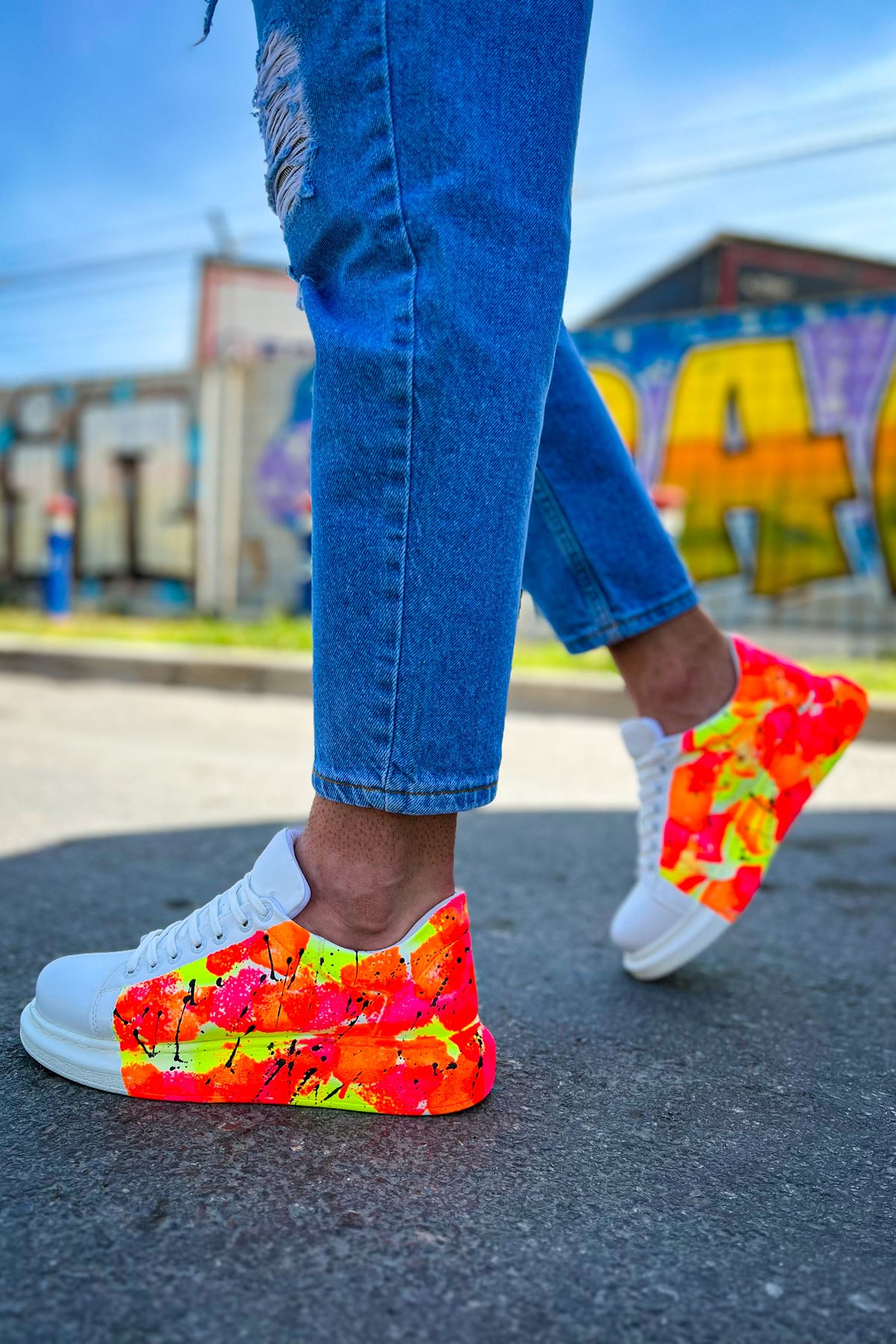 CH254 CBT Pittura Erkek Ayakkabı 535 NEON TURUNCU / SIYAH YAĞMUR - Görsel 8