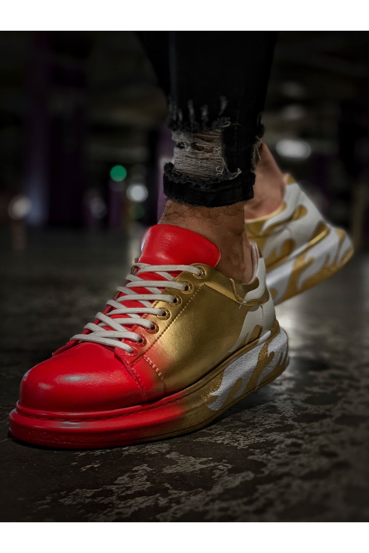 CH254 CBT Pittura Erkek Ayakkabı 413 ALV KIRMIZI / ALTIN - Görsel 3