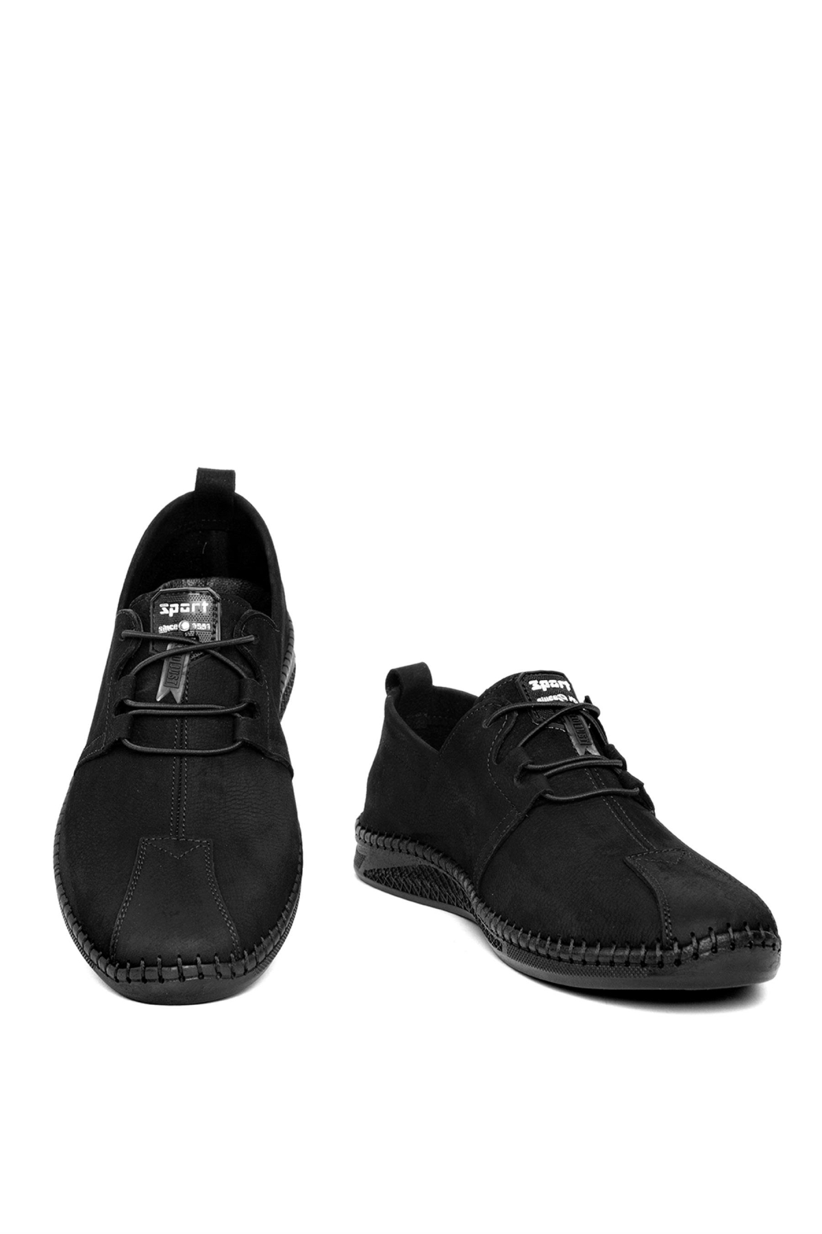 Elit AsBOR070N Erkek Hakiki Deri Casual Ayakkabı Siyah - Görsel 5