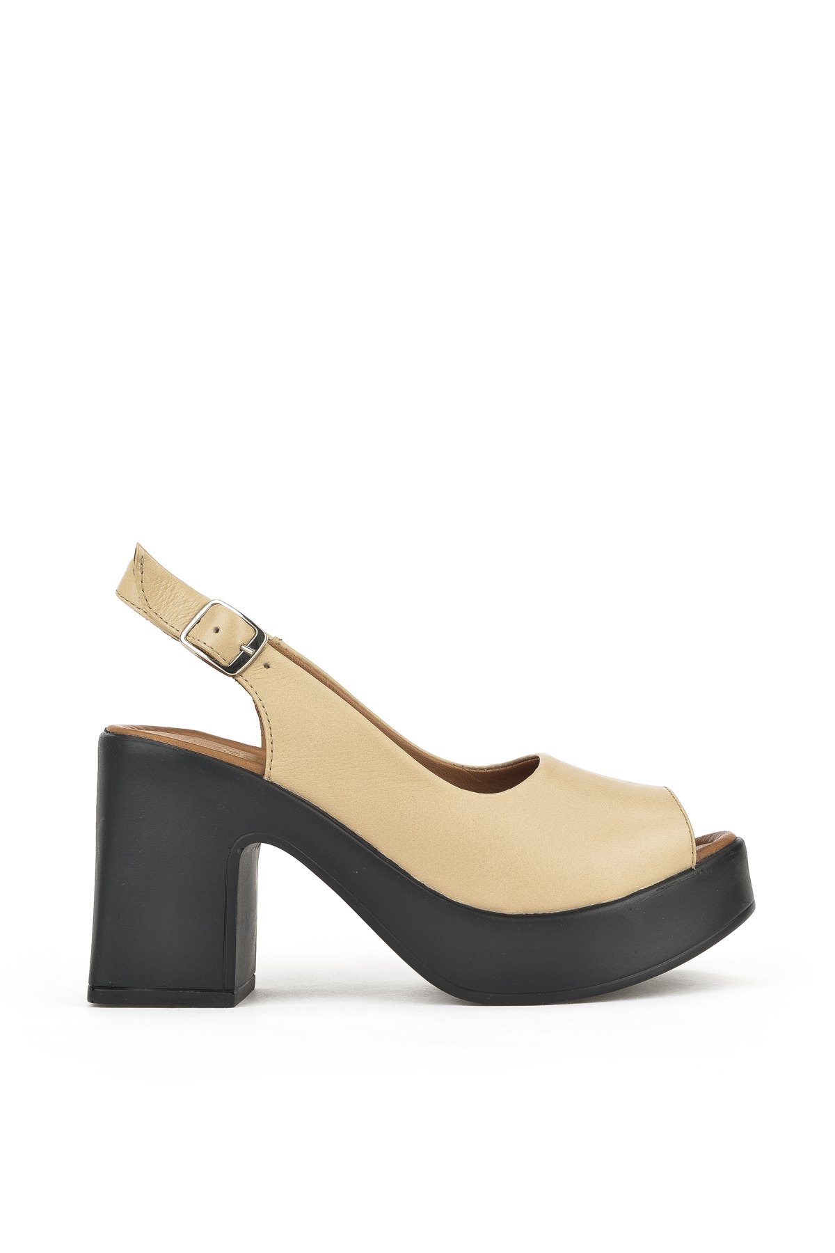 Kadın Hakiki Deri Topuklu Sandalet 141992Z28003 Bej - Görsel 2